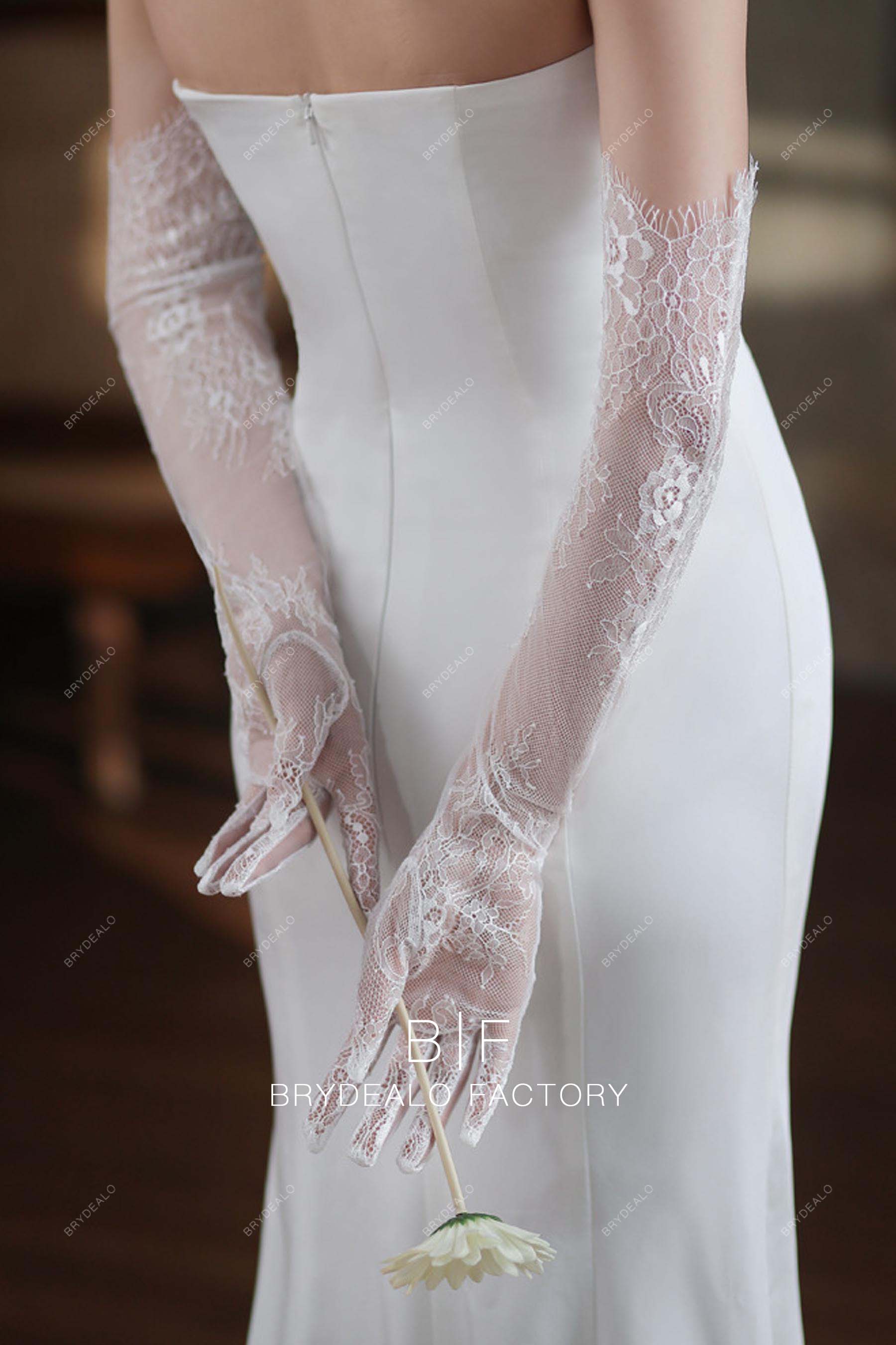Elegant Fairy Sheer Long Lace Evening Bridal Gloves Elegant Fairy Sheer Long Lace Evening Bridal Gloves