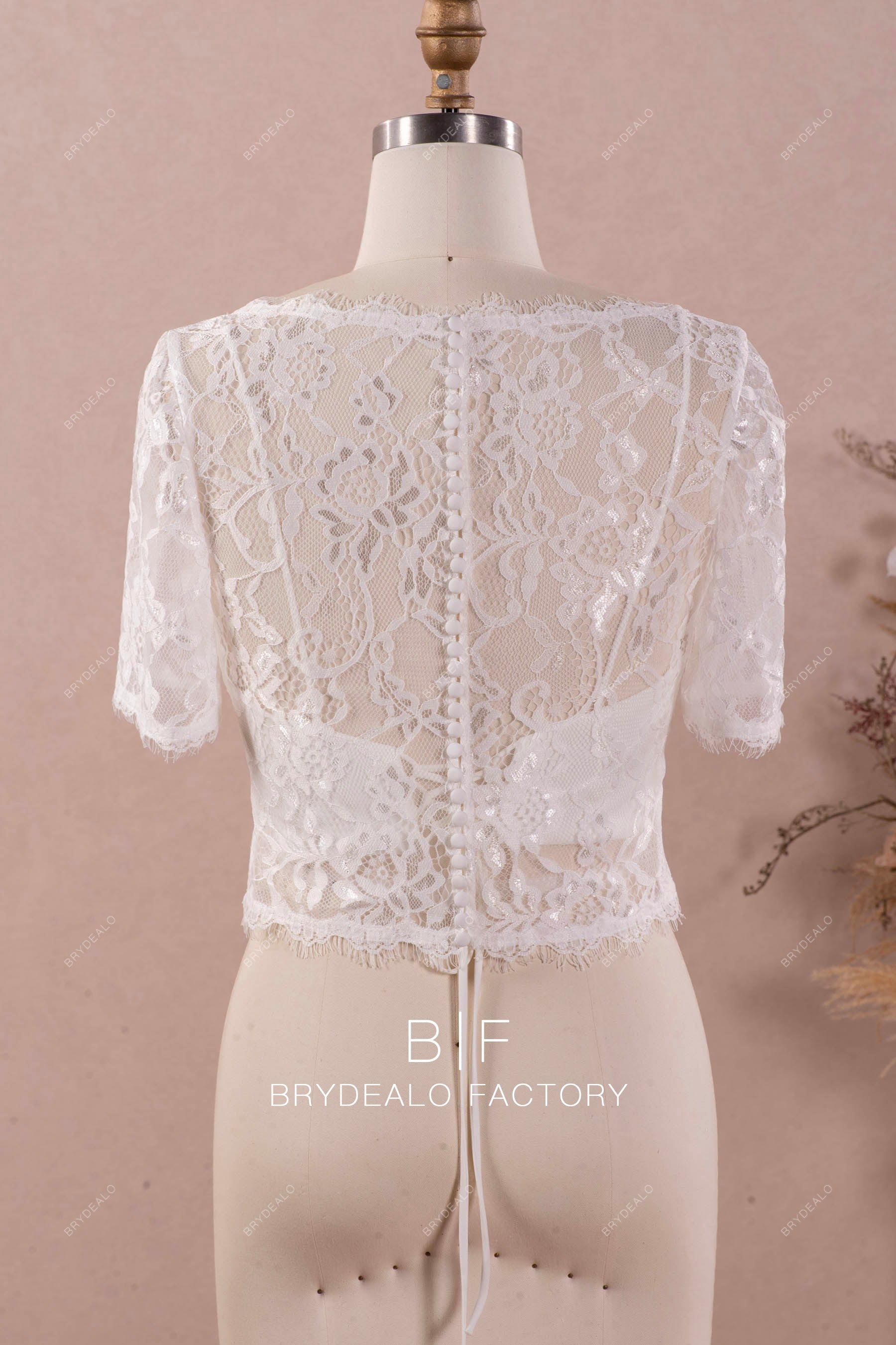 sheer half sleeve lace bridal bolero