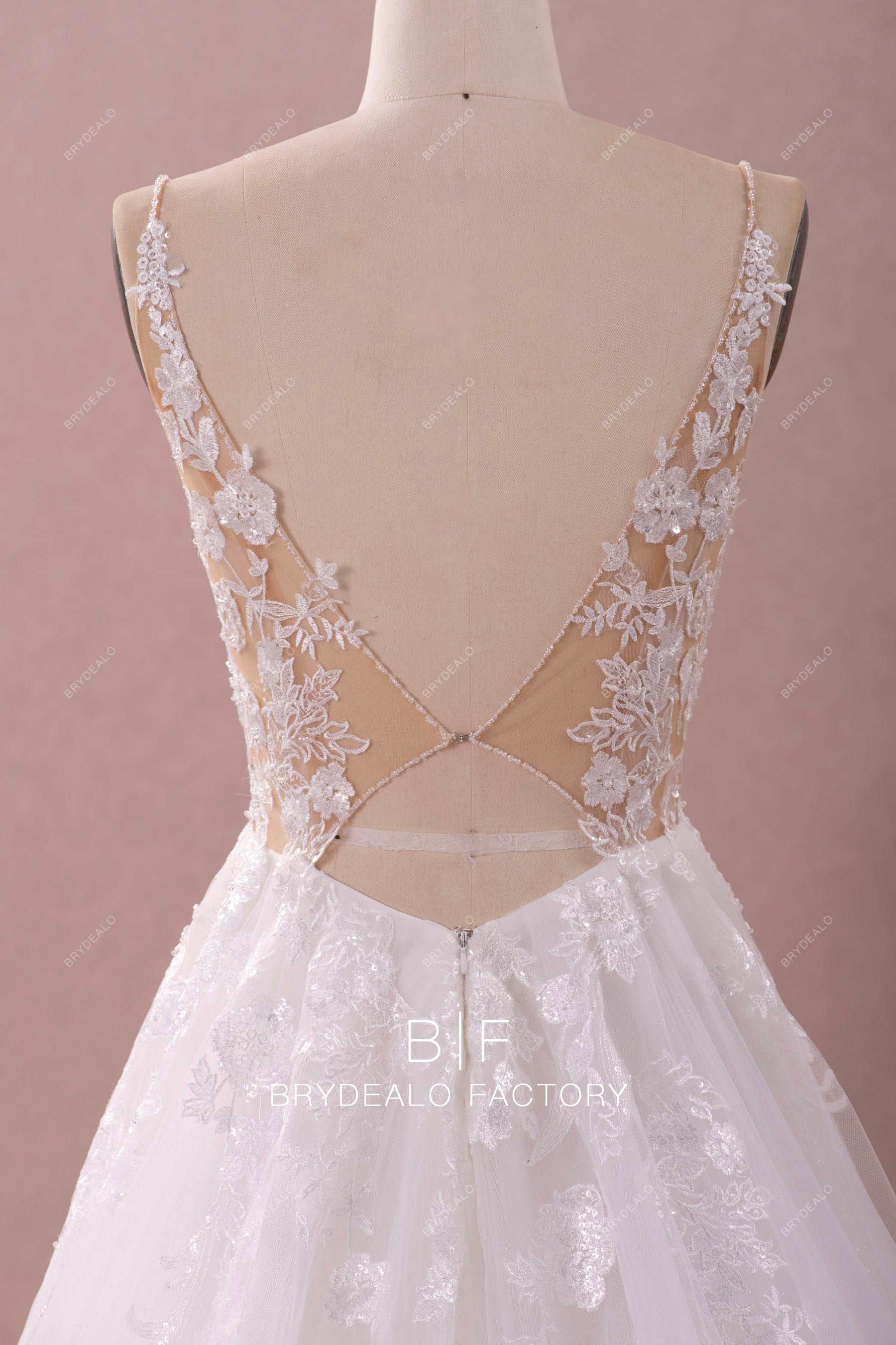 sheer keyhole back wedding dress