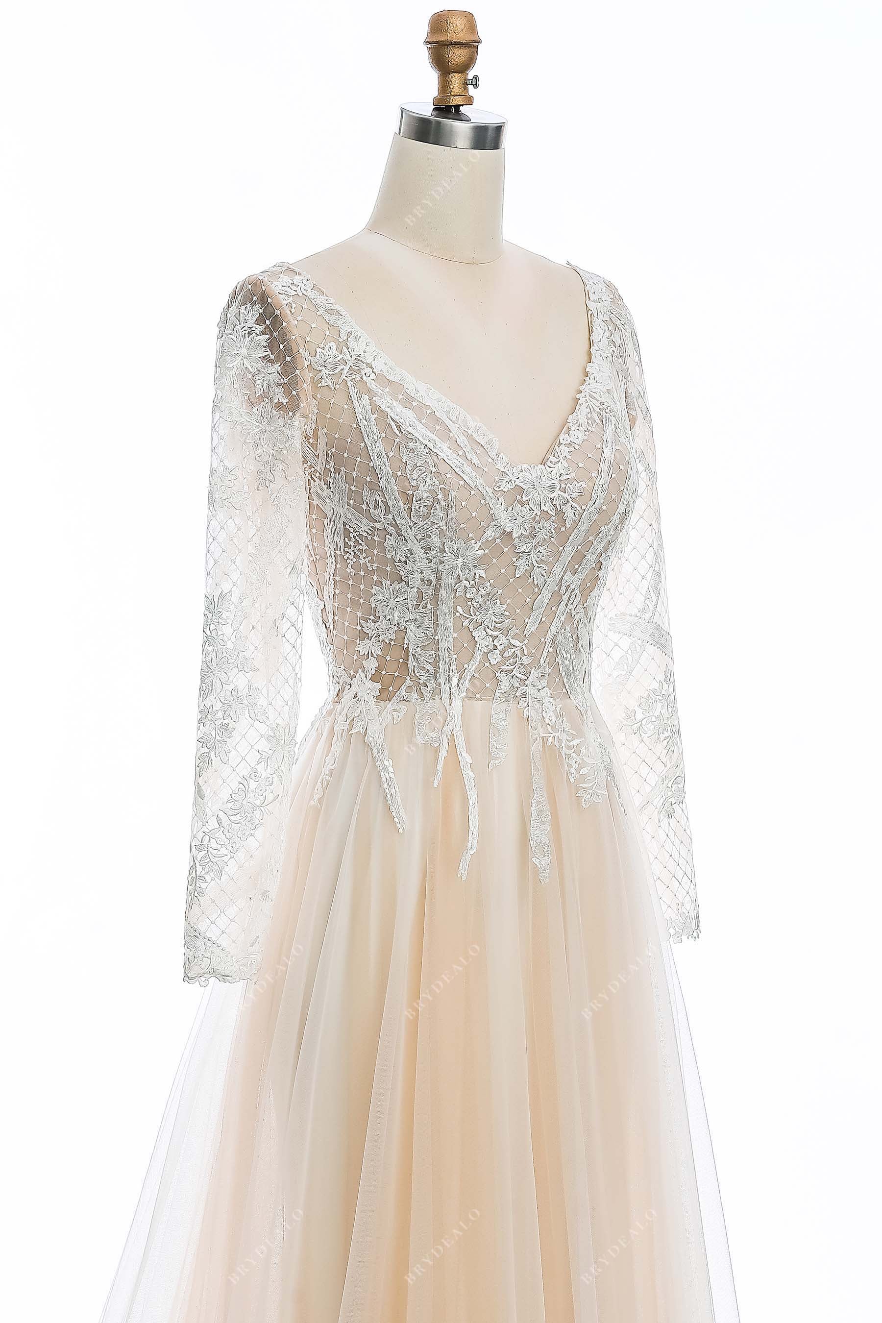 sheer long sleeves bridal gown