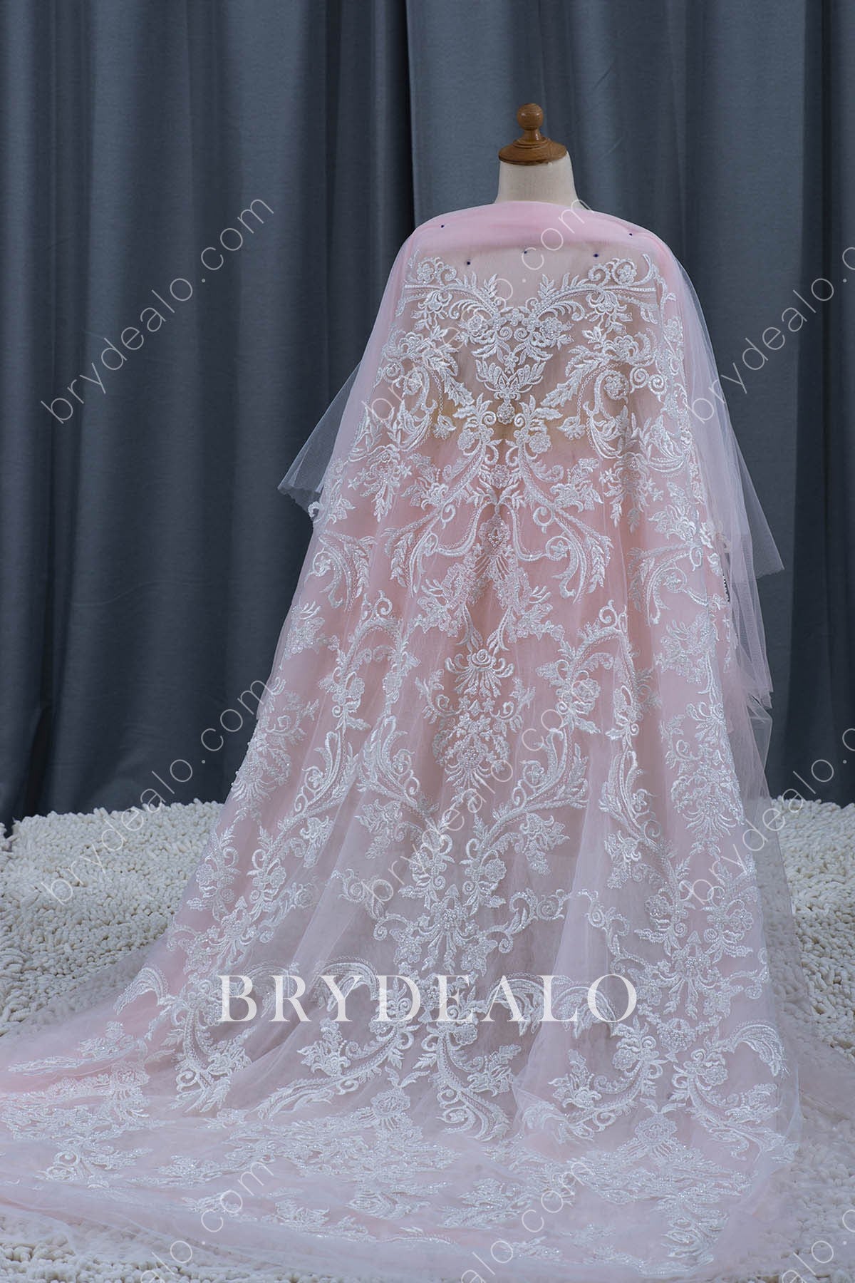Shimmering Pearls Beaded Cording Lace Fabric
