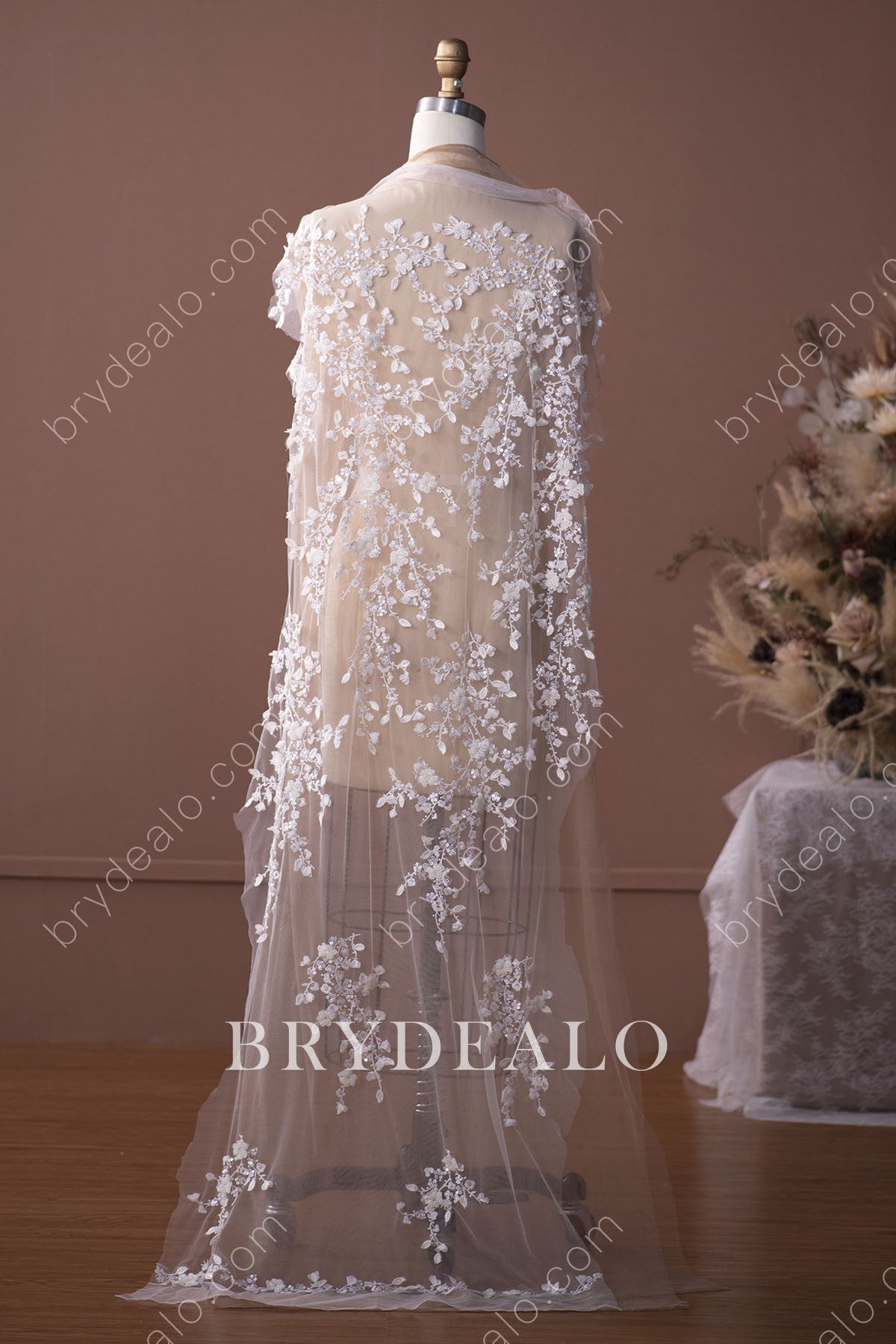 Exquisite Sequin Pearls Bridal Lace Fabric