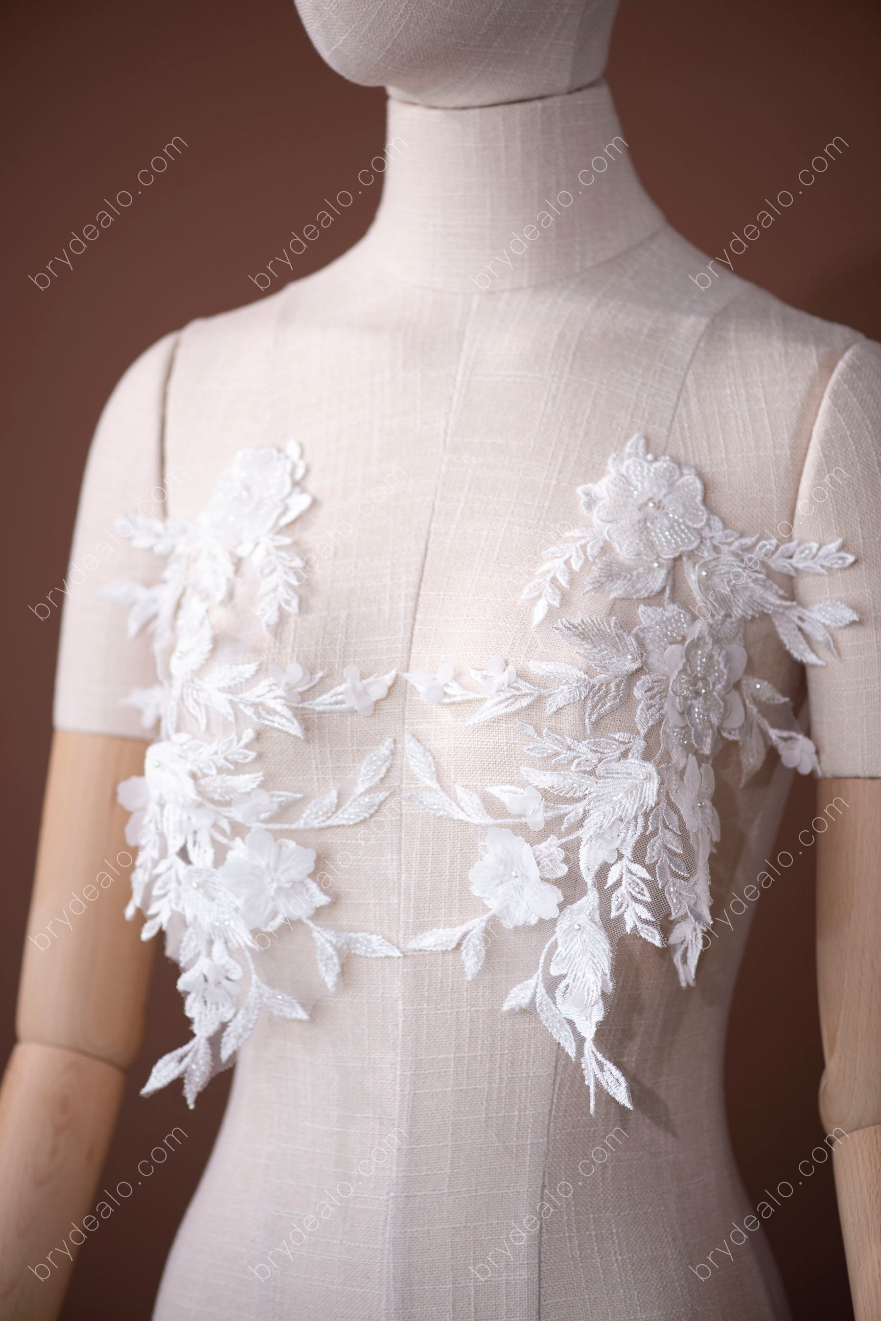 Shimmery Beaded Floral Leafy Lace Appliques