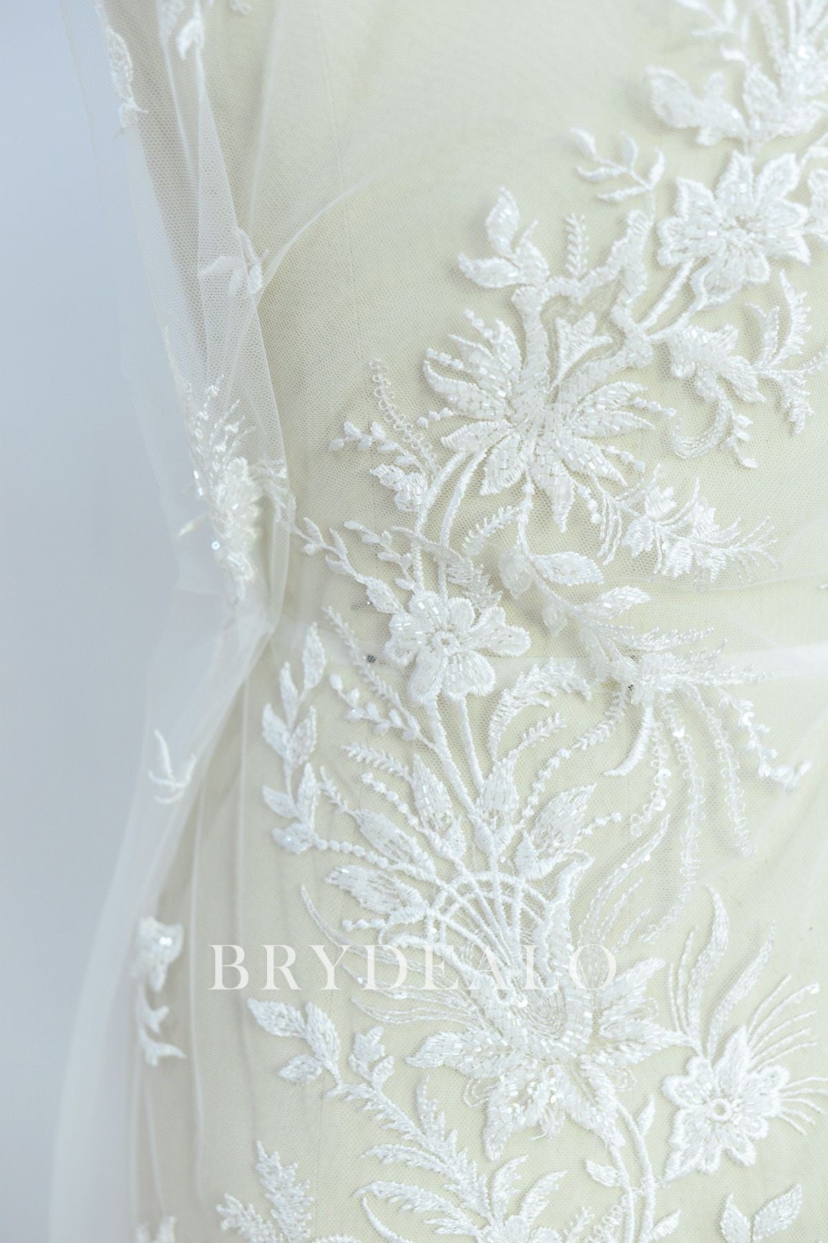 Shimmery Beaded Flower Apparel Lace