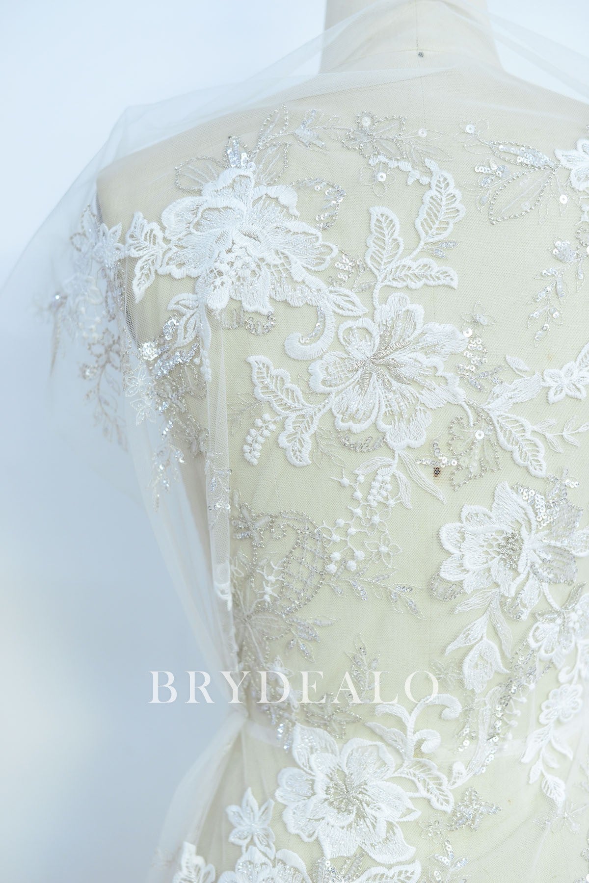 Flower Embroidered Lace Fabric