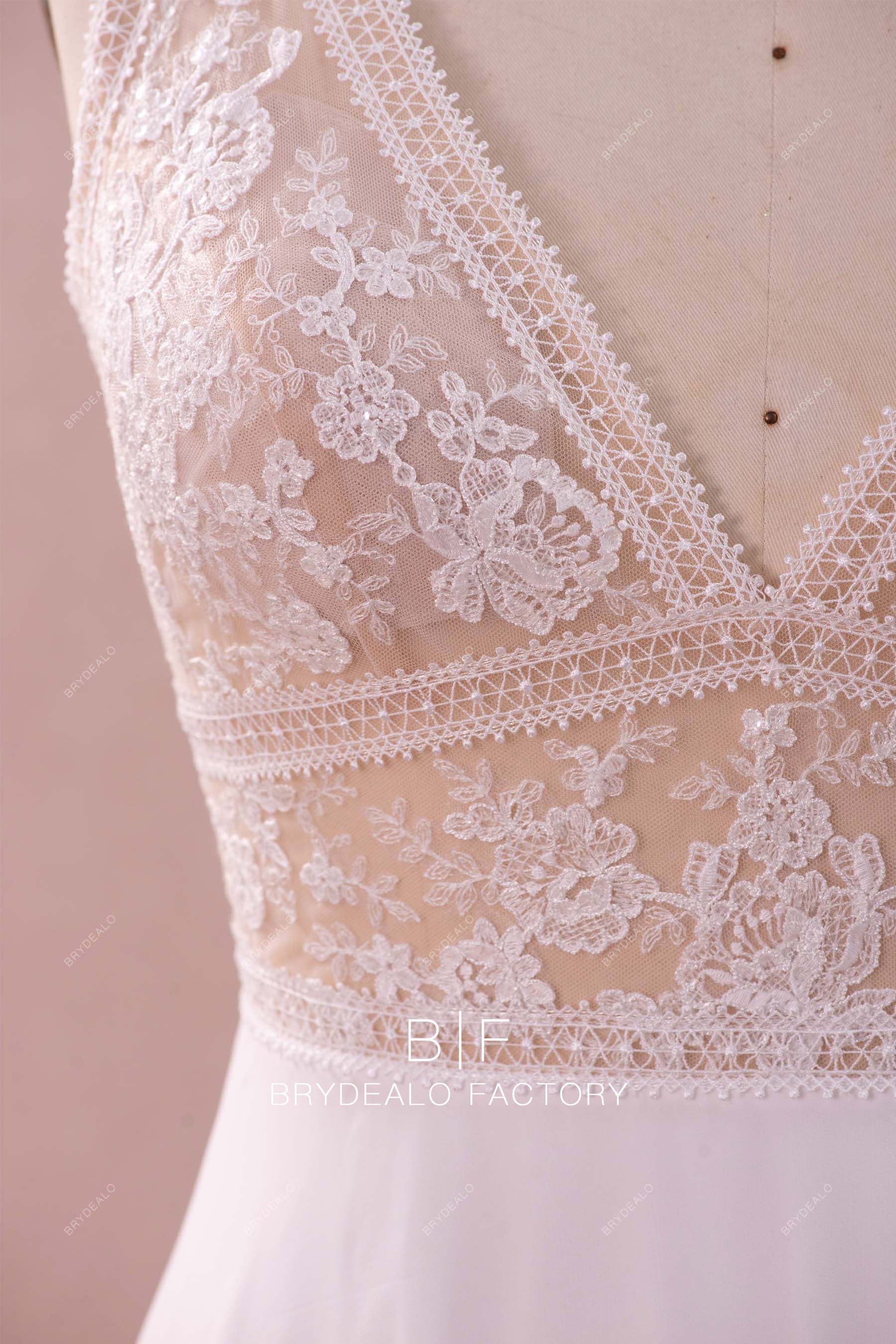shimmery flower lace wedding dress