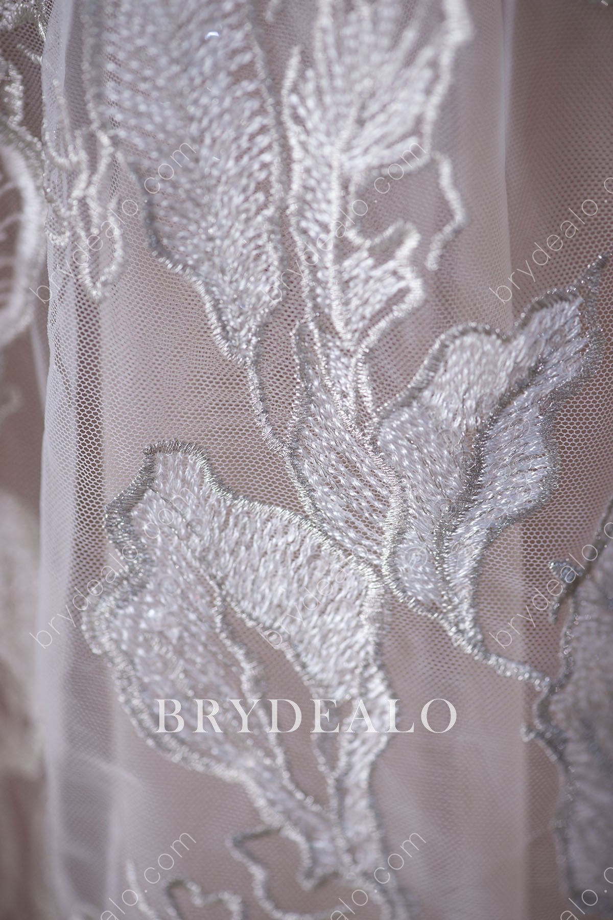 Shimmery Large Leaf Glitter Bridal Lace