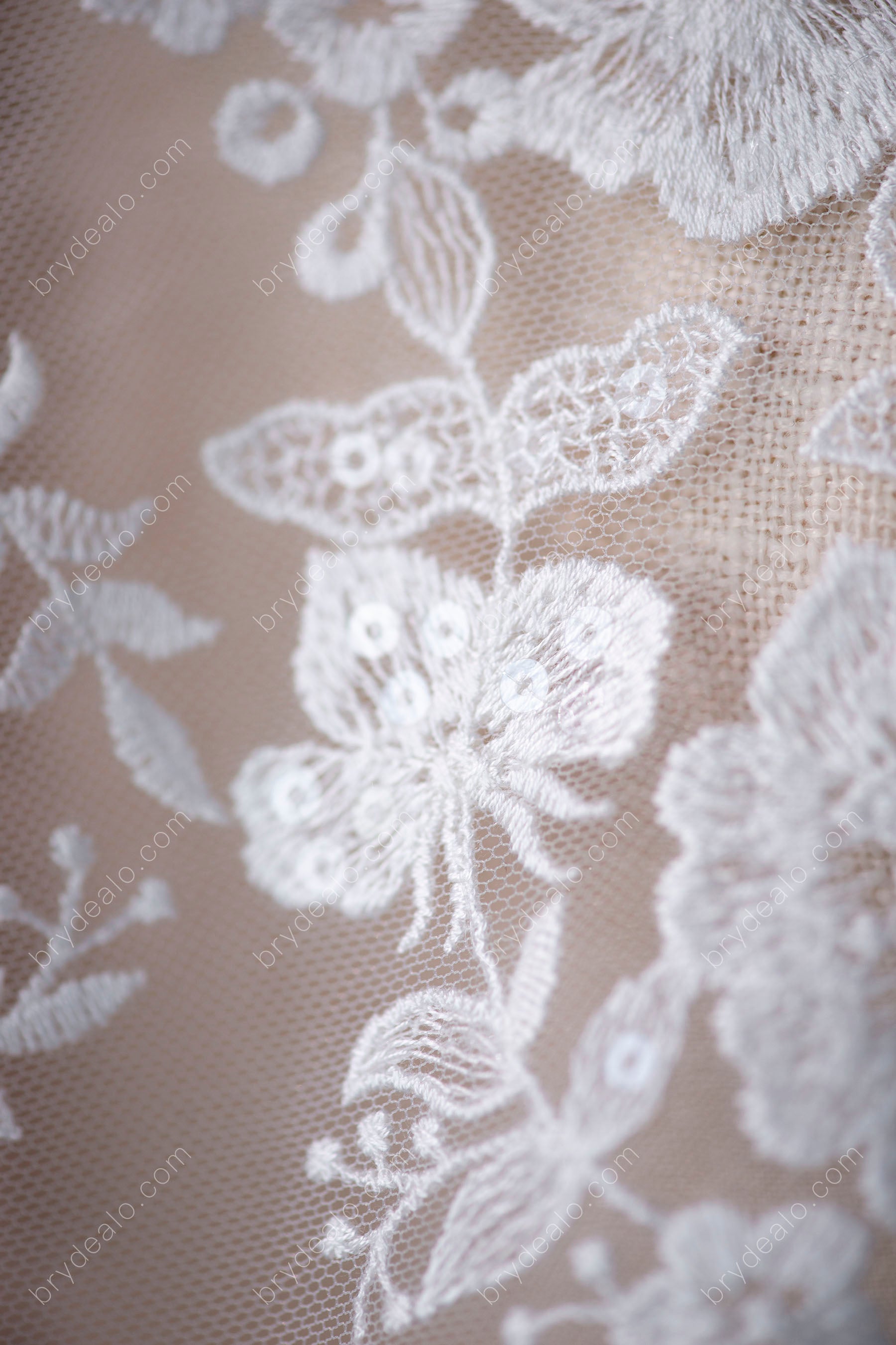 Beautiful Sequin Flower Bridal Lace Fabric Online