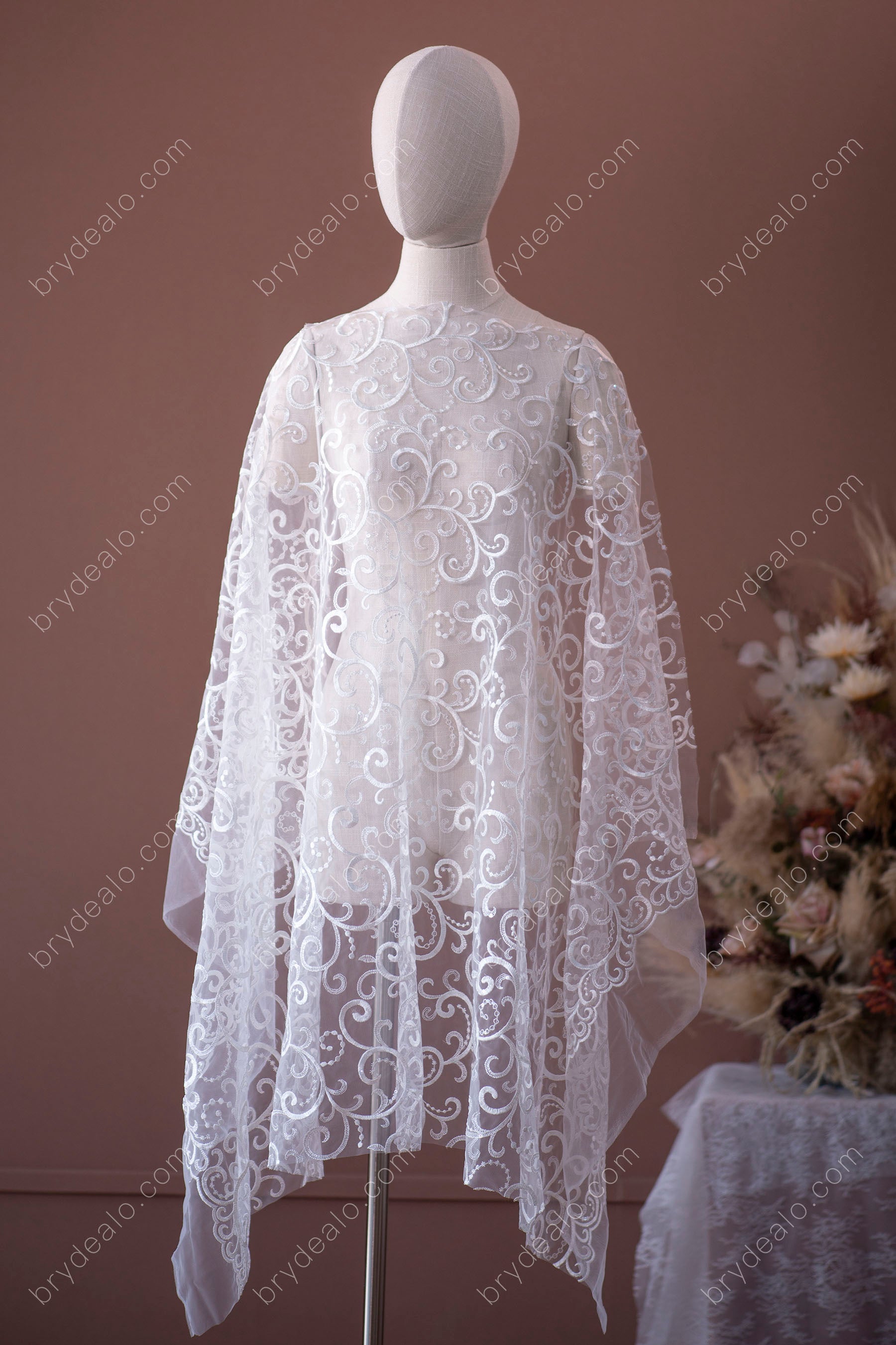 Shimmery Sequin Abstract Bridal Lace Fabric