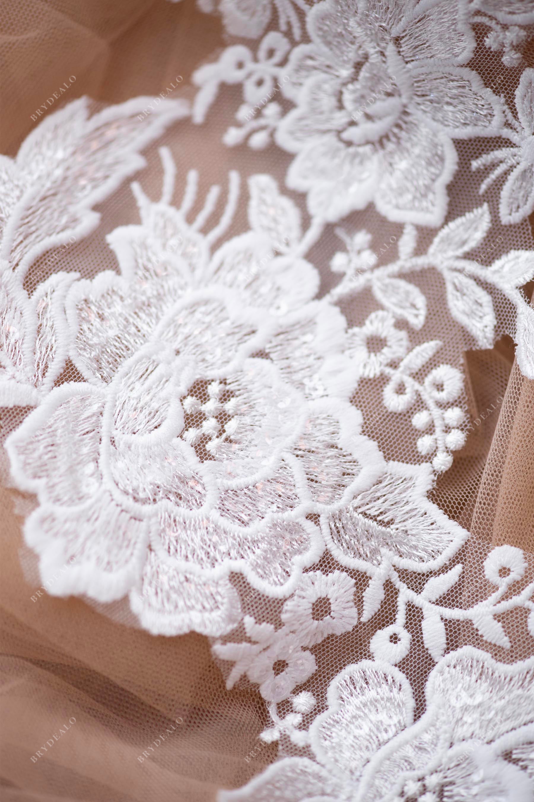 shimmery sheer sequined bridal lace appliques