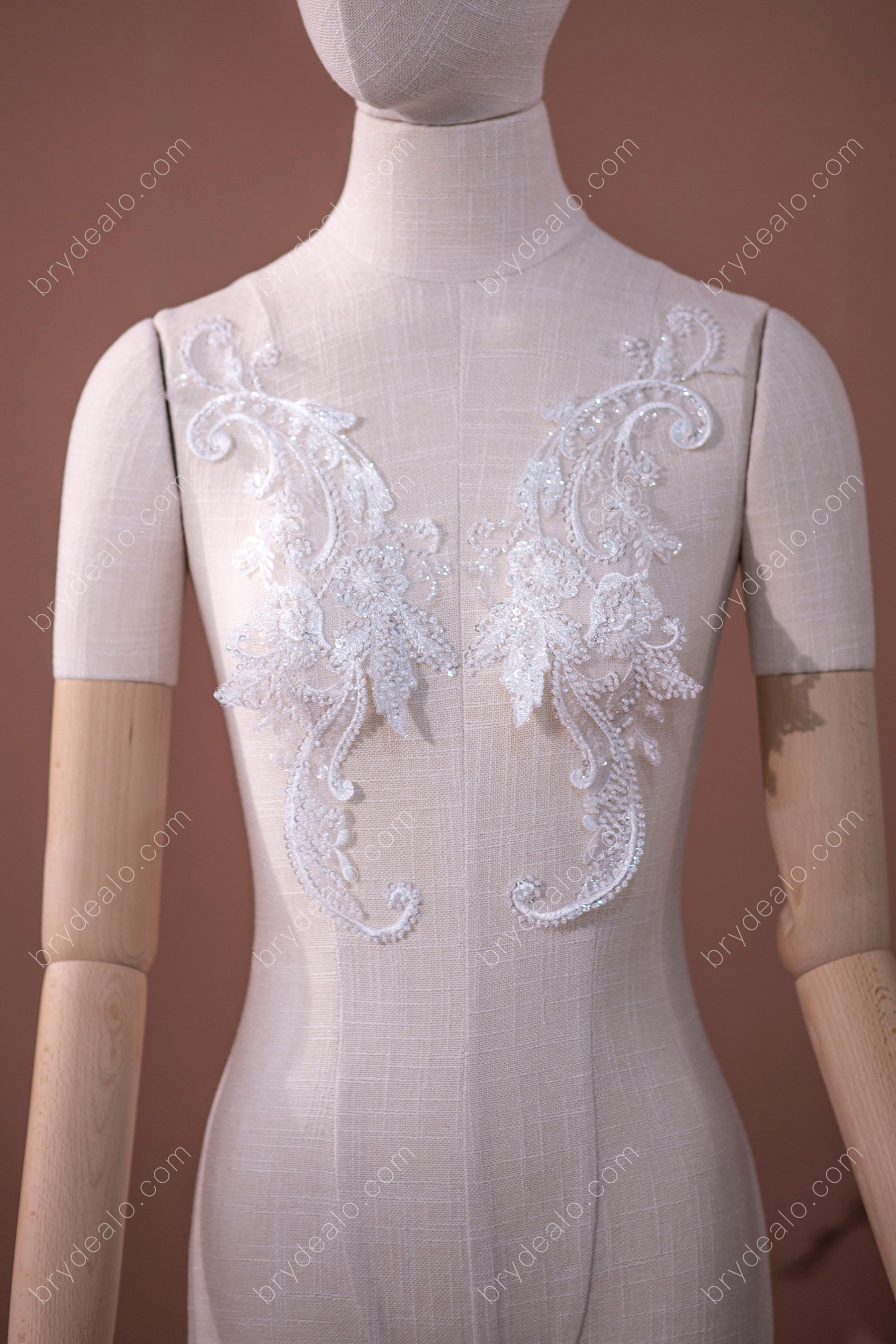 Shiny Beaded Sequined Abstract Lace Appliques