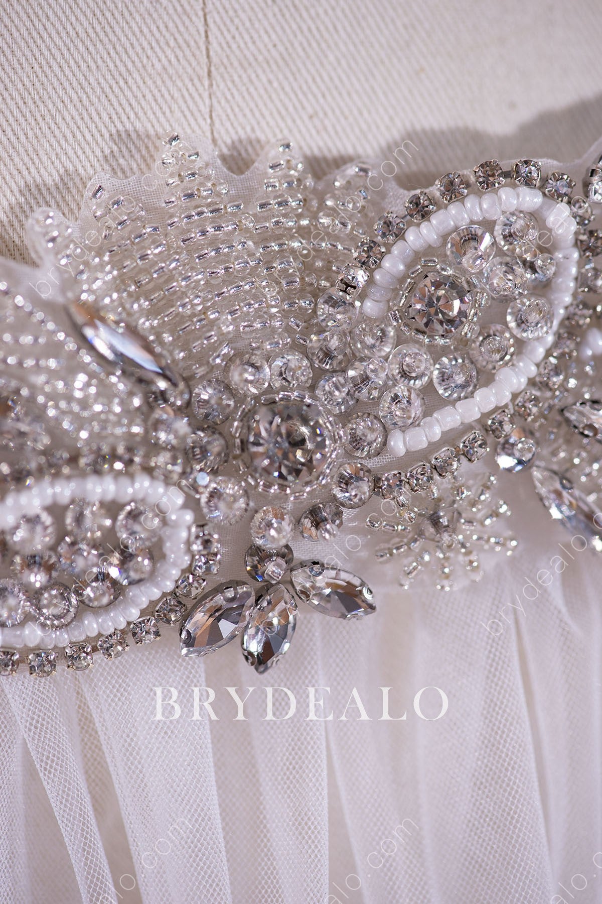 Crystals Beaded Fingertip Wedding Veil