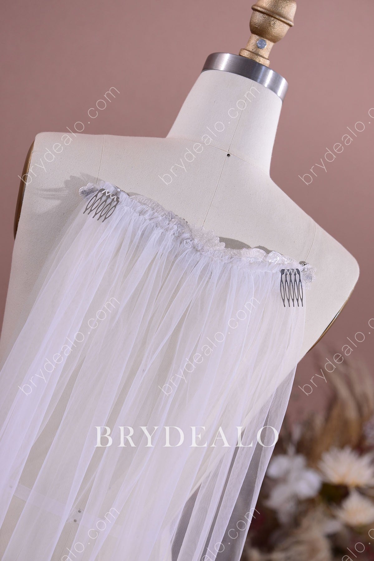 Shiny Crystals Beaded Fingertip Wedding Veil Online