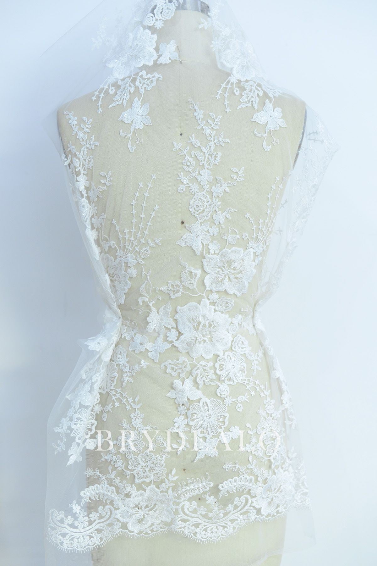 Shiny Sequined Flower Bridal Lace