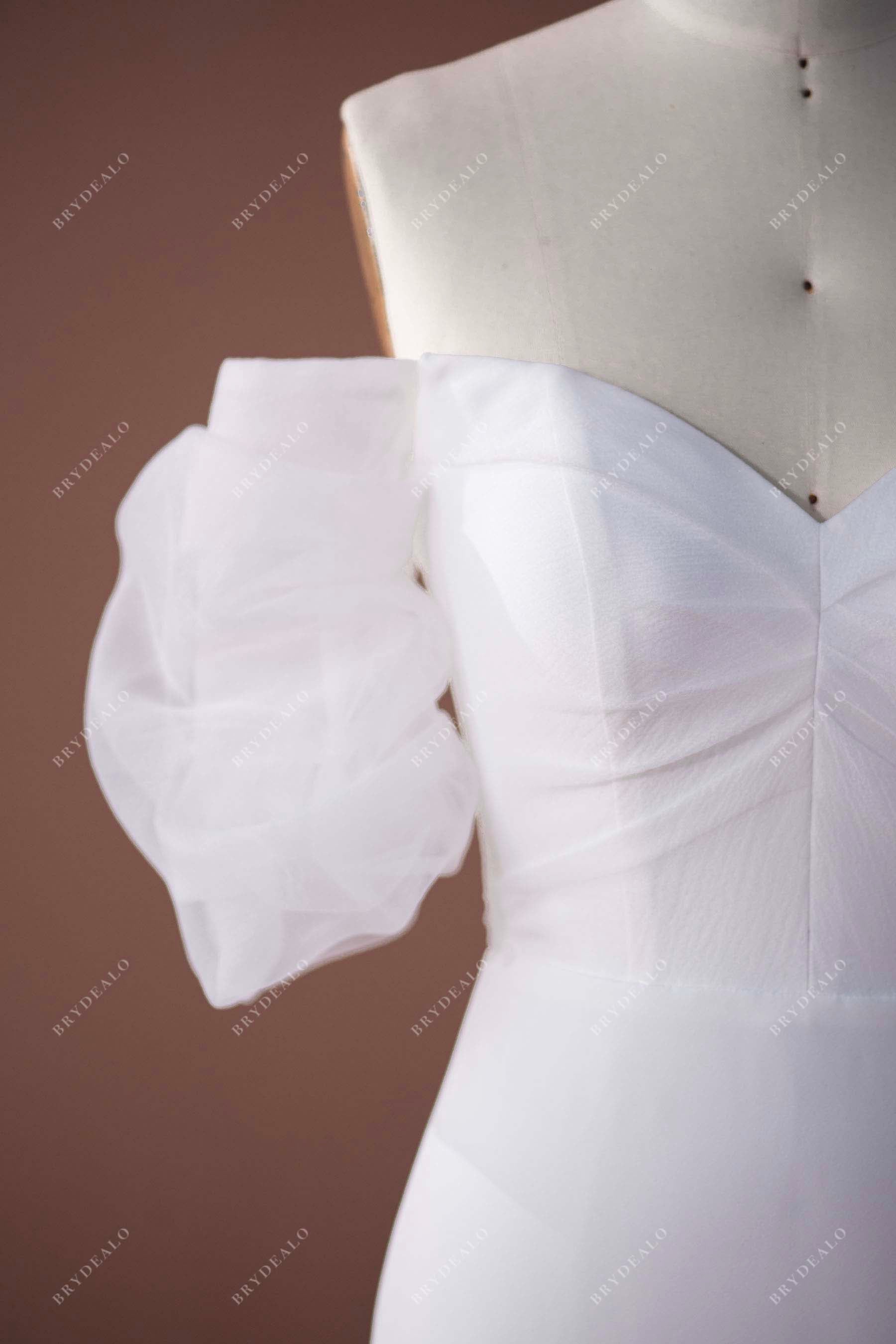 short sleeves organza bridal dress