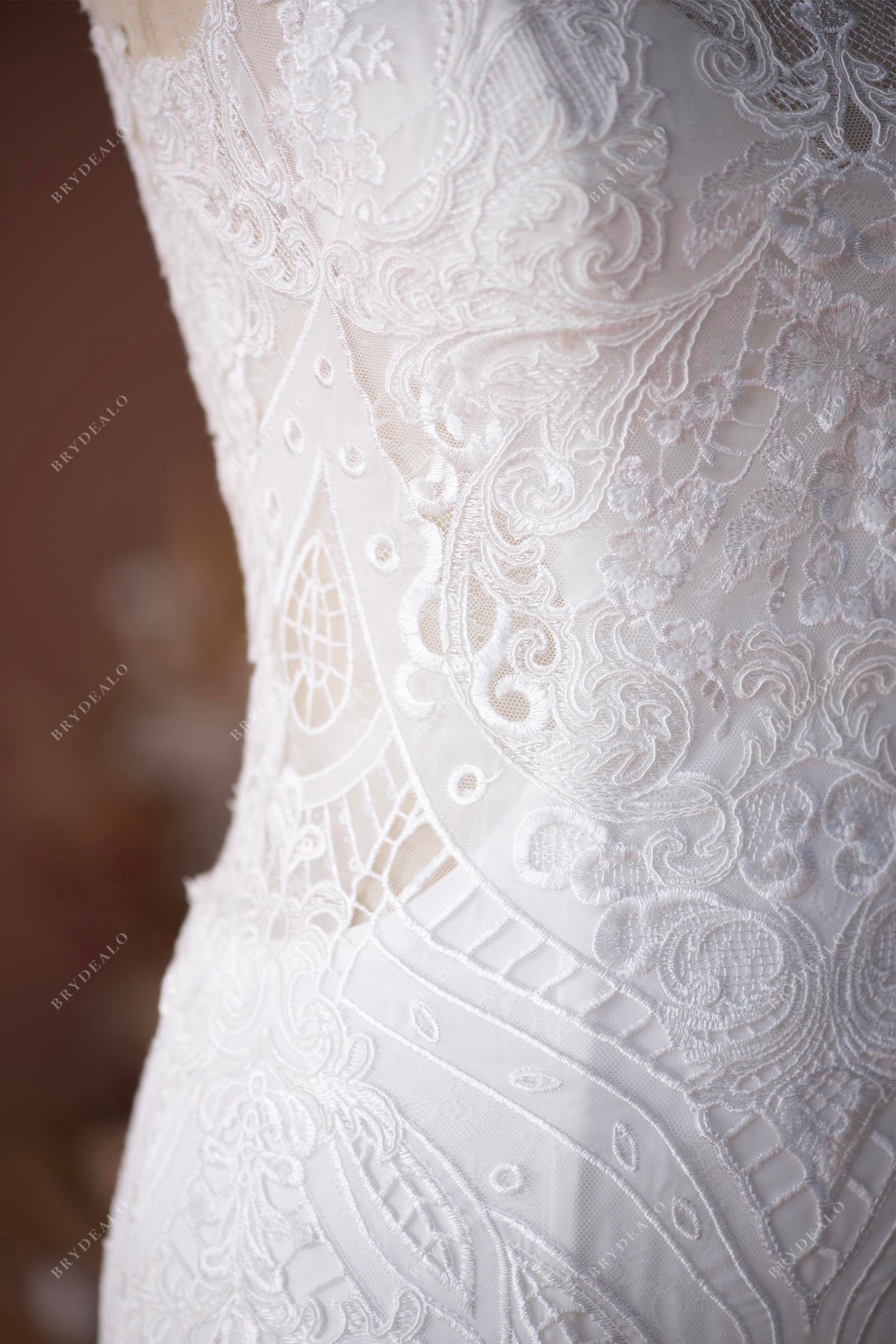 side hollow lace wedding dress