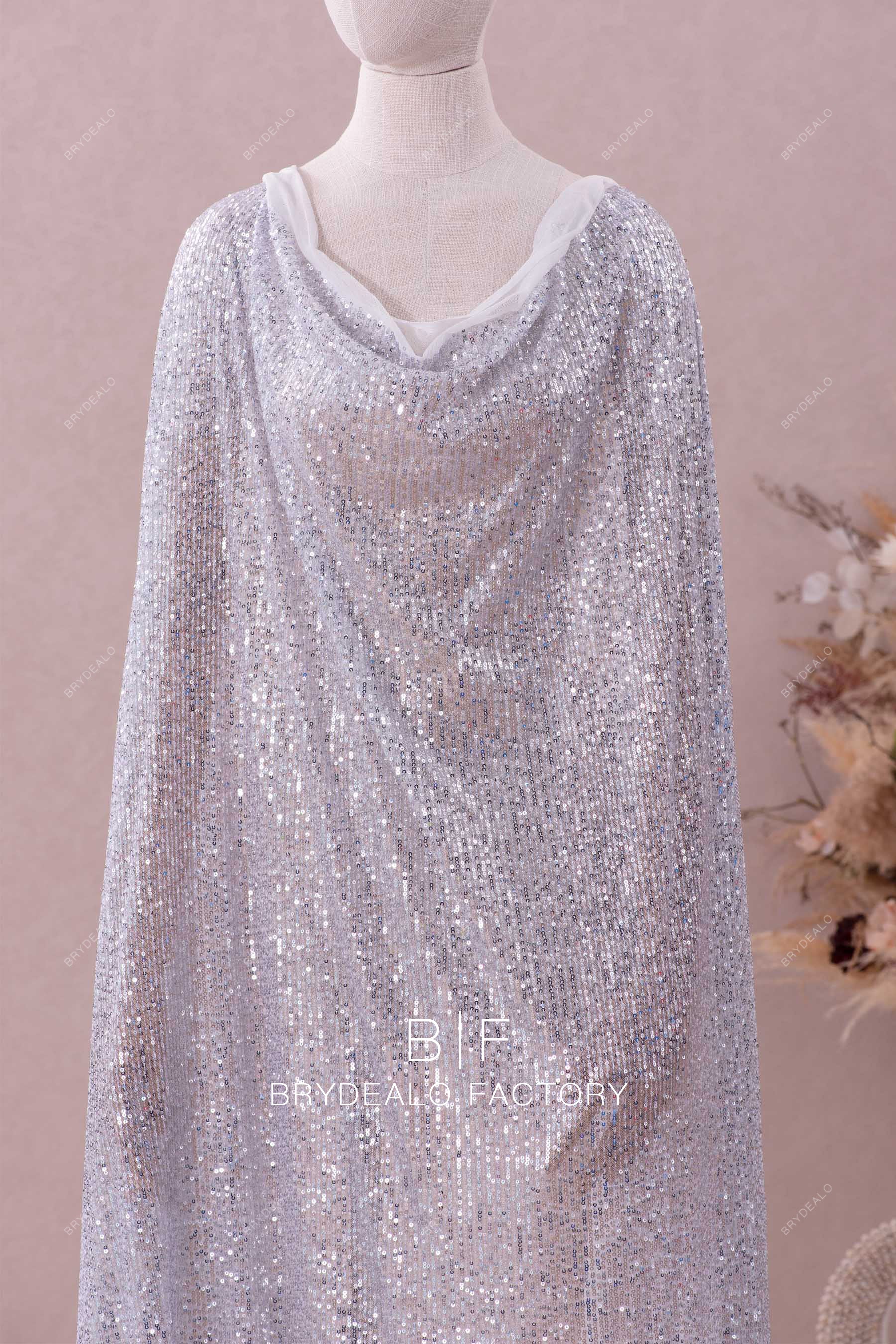 silver elastic sequin fabric