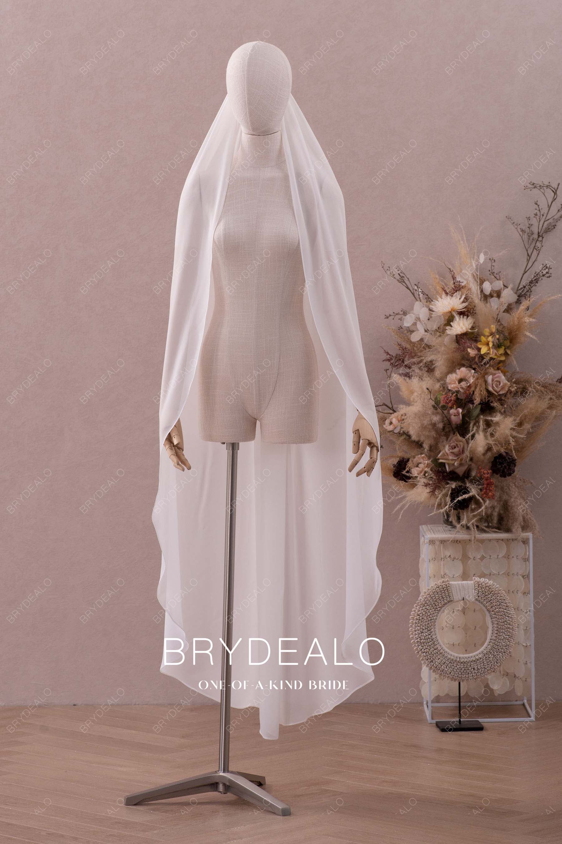 simple chiffon bridal waltz veil