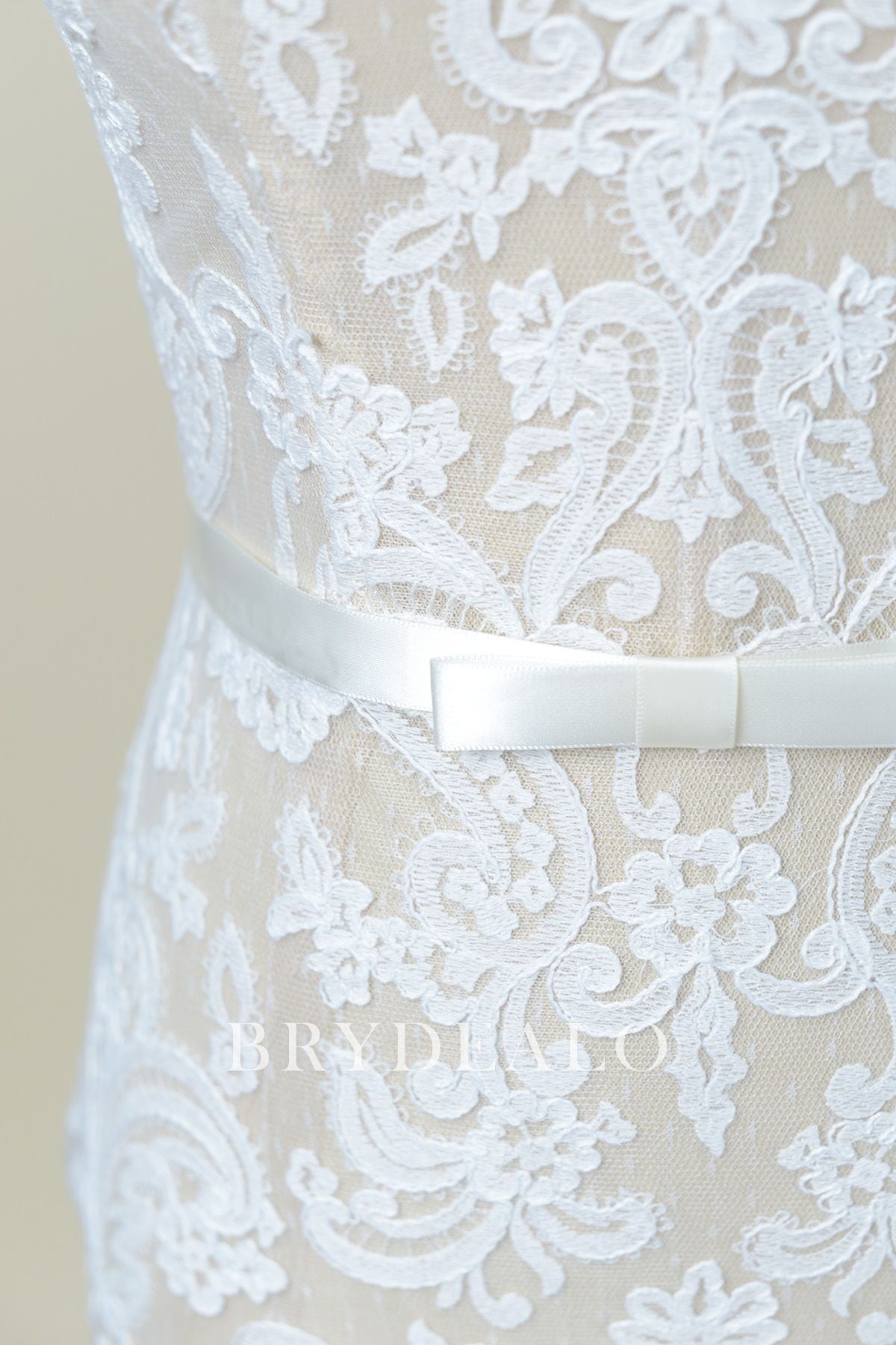 Simple Ivory Satin Bow Bridal Sash