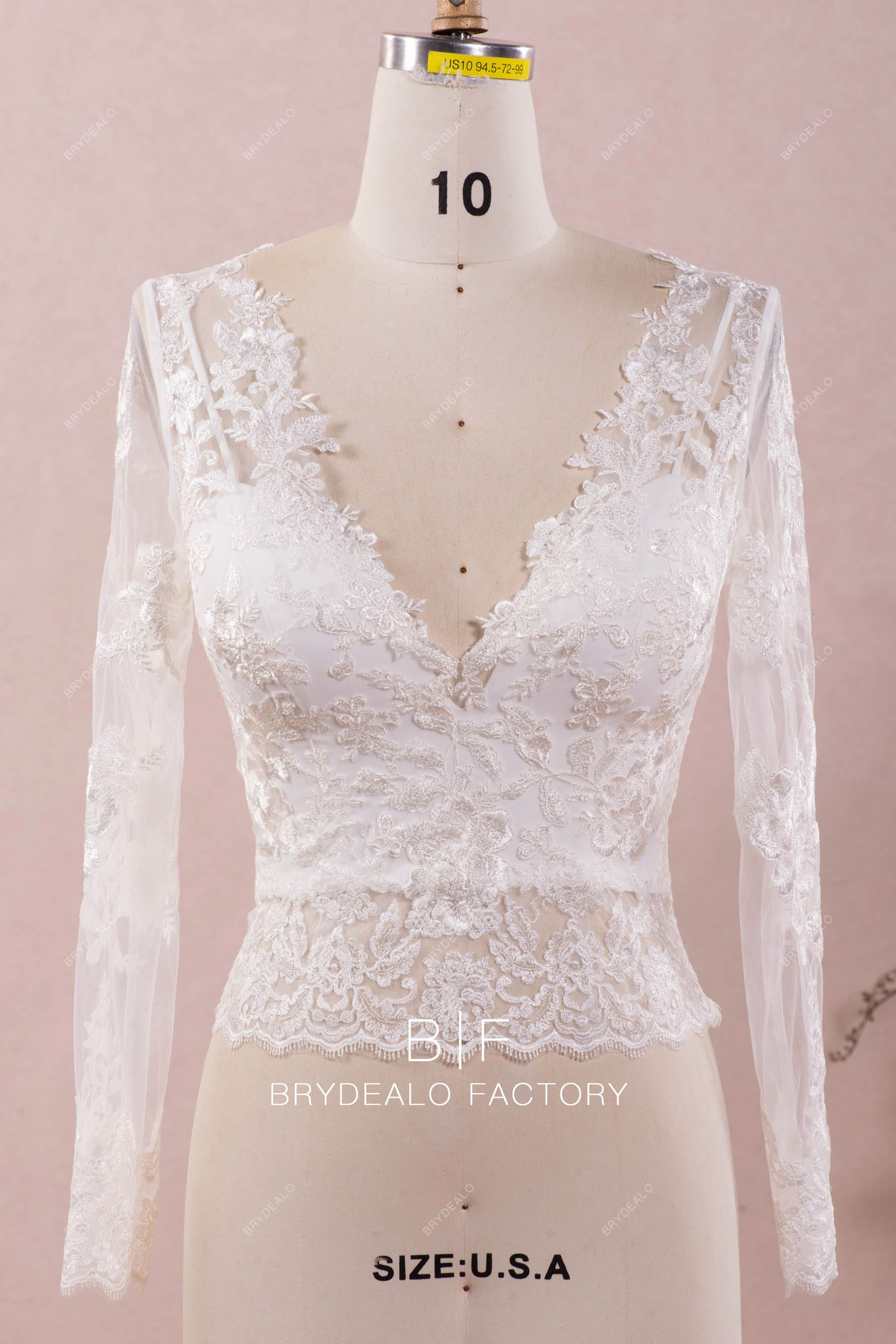 Sheer Sleeve Lace Bridal Bolero Private Label Wedding Separates Sheer Sleeve Lace Bridal Bolero Private Label Wedding Separates