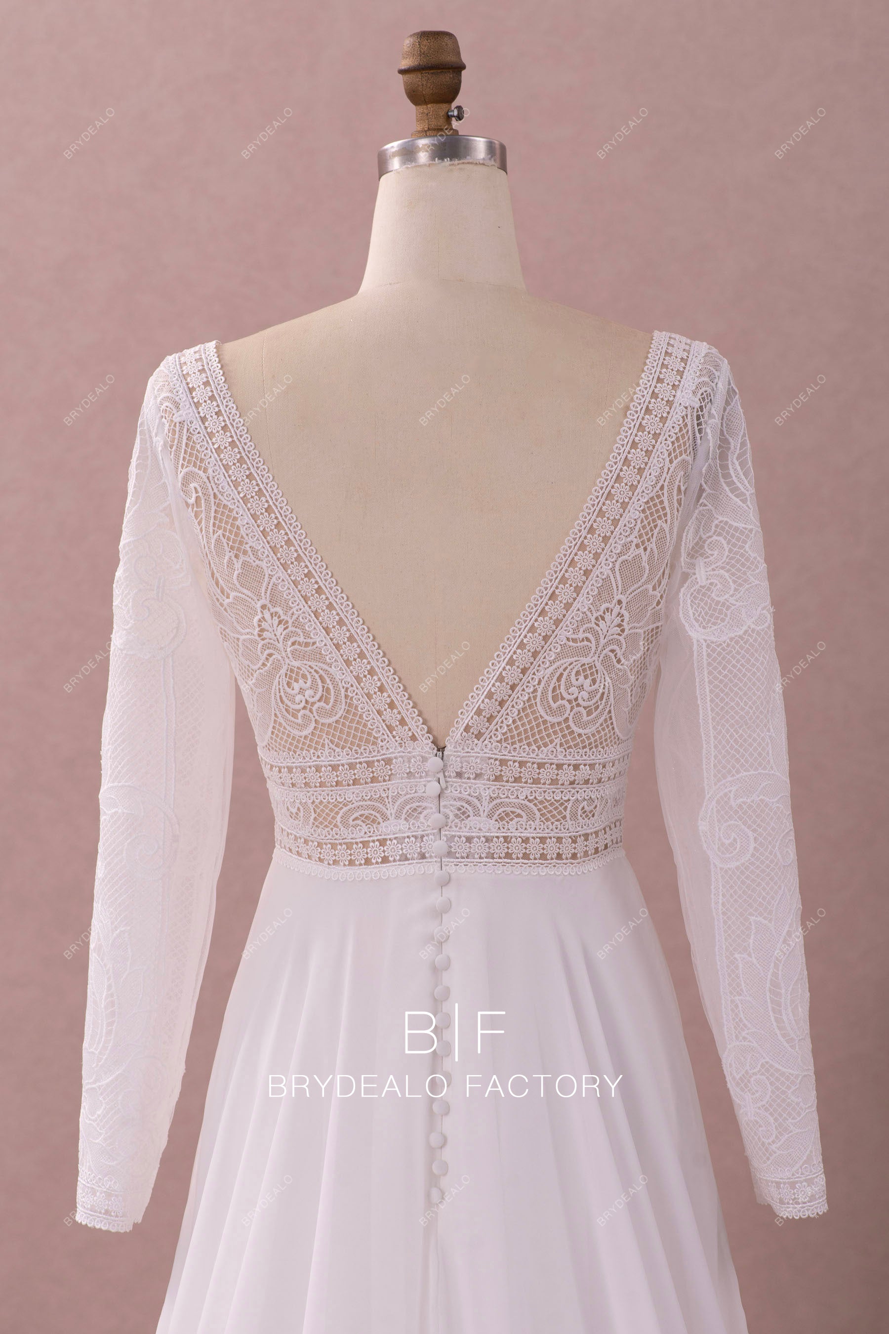 sleeved open back boho wedding dress