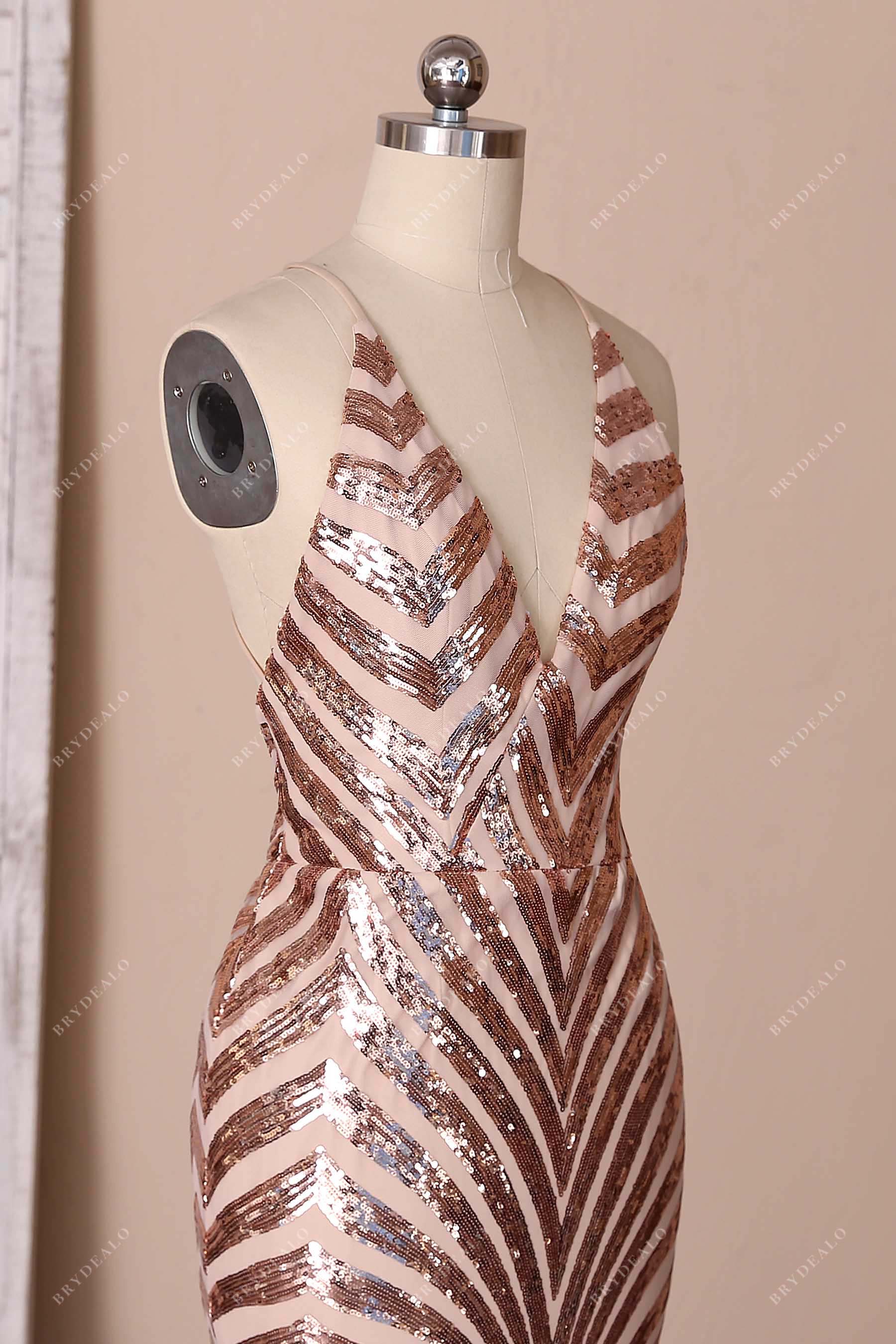 sleeveless halter neck prom dress