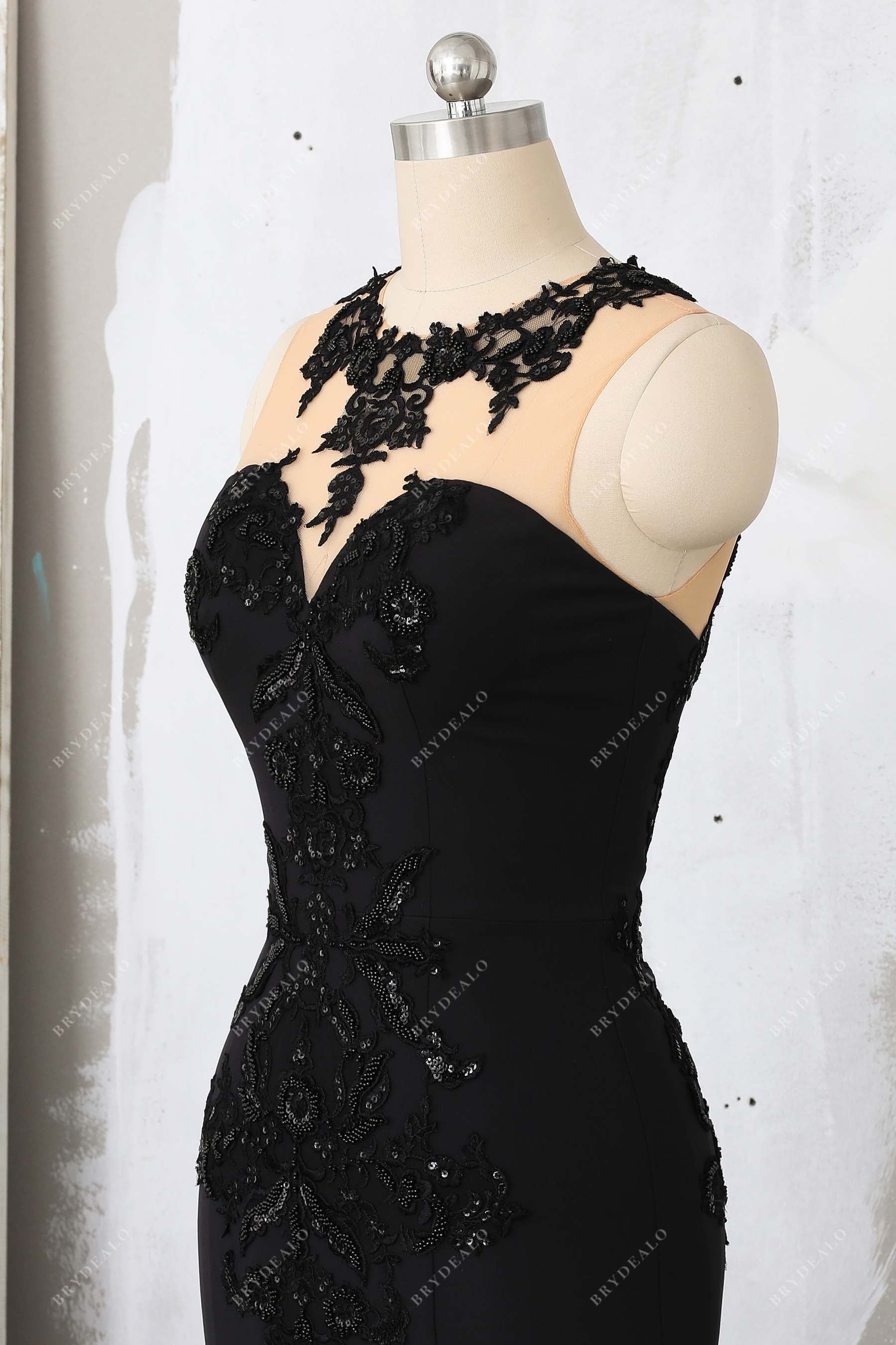 sleeveless satin lace black bodice
