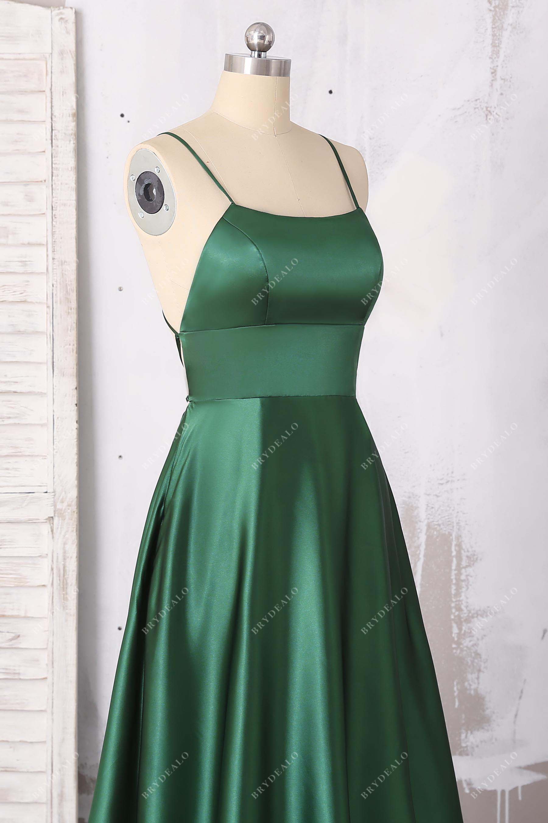 sleeveless thin straps A-line prom dress