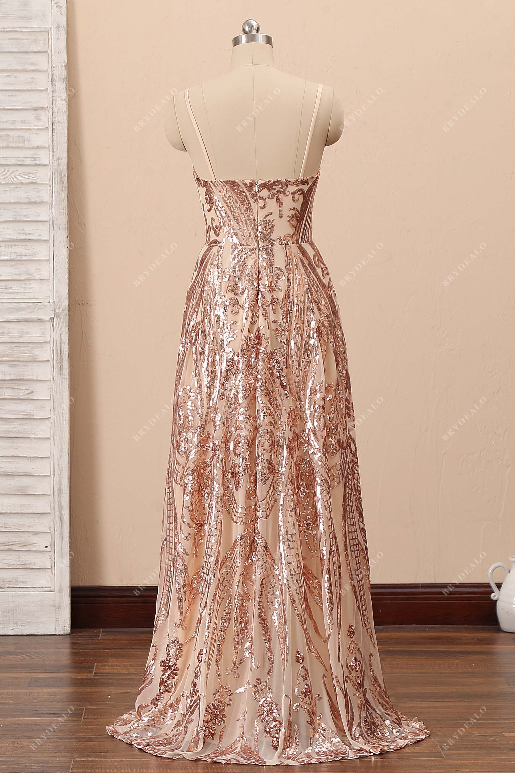 spaghetti straps A-line prom dress