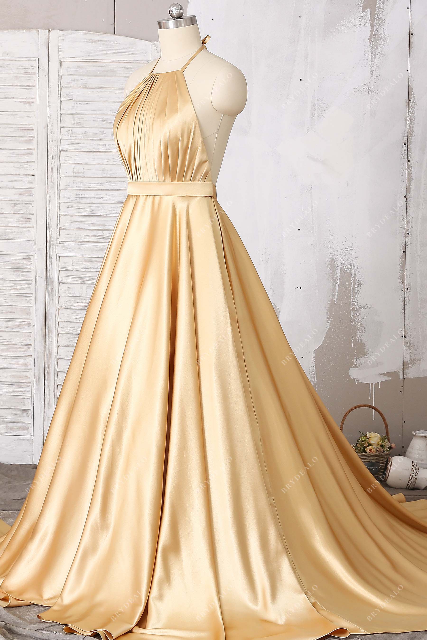 spaghetti straps halter charmeuse dress