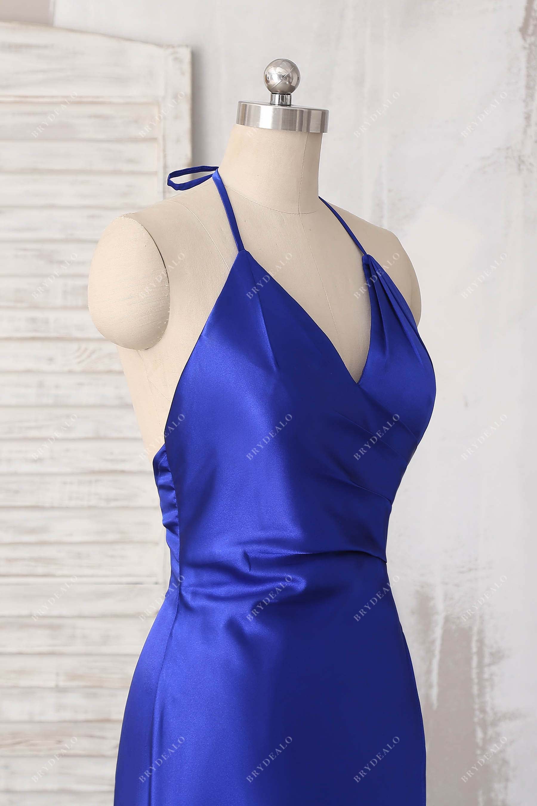 spaghetti straps halter prom dress