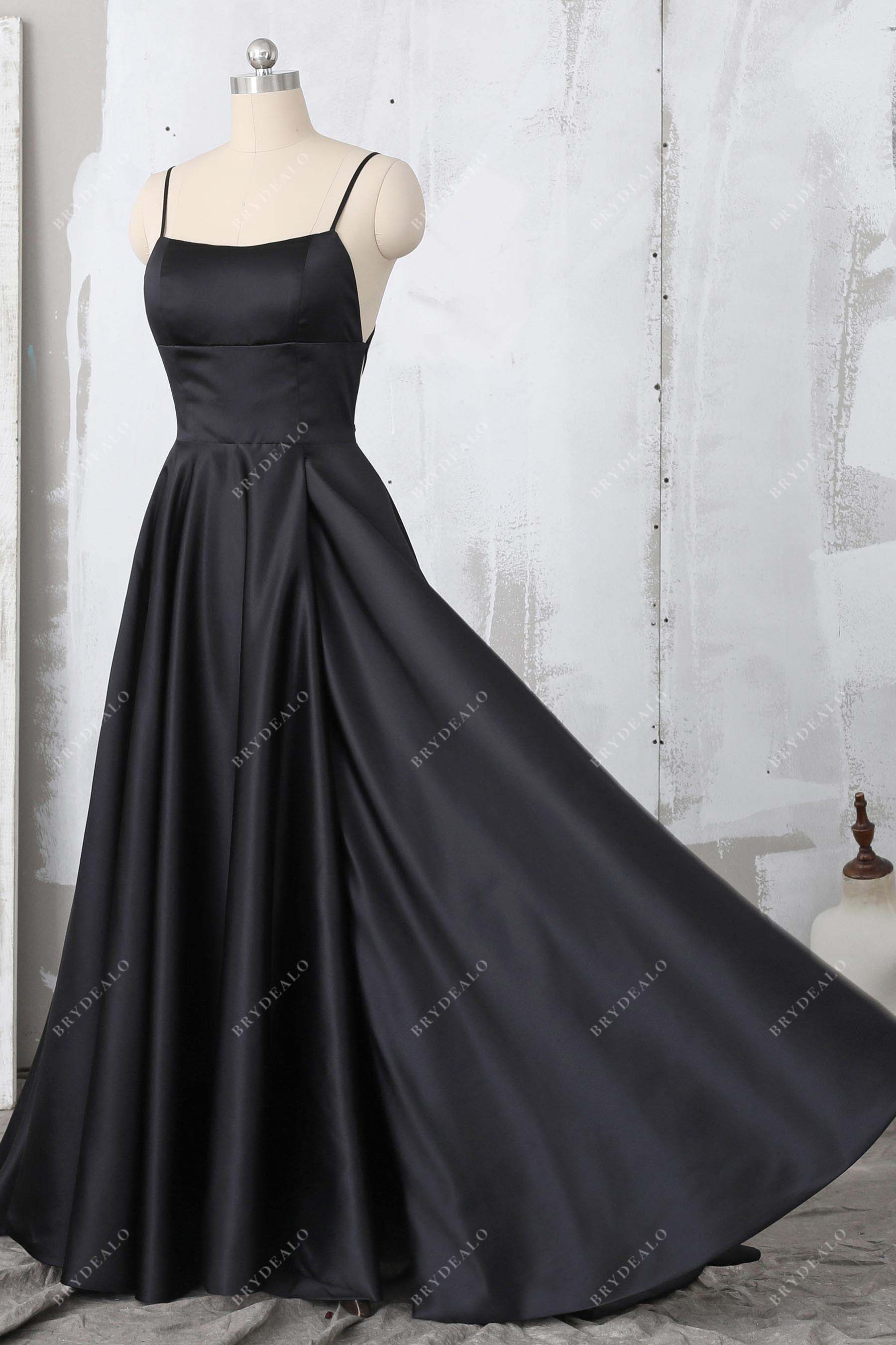 spaghetti straps satin gown