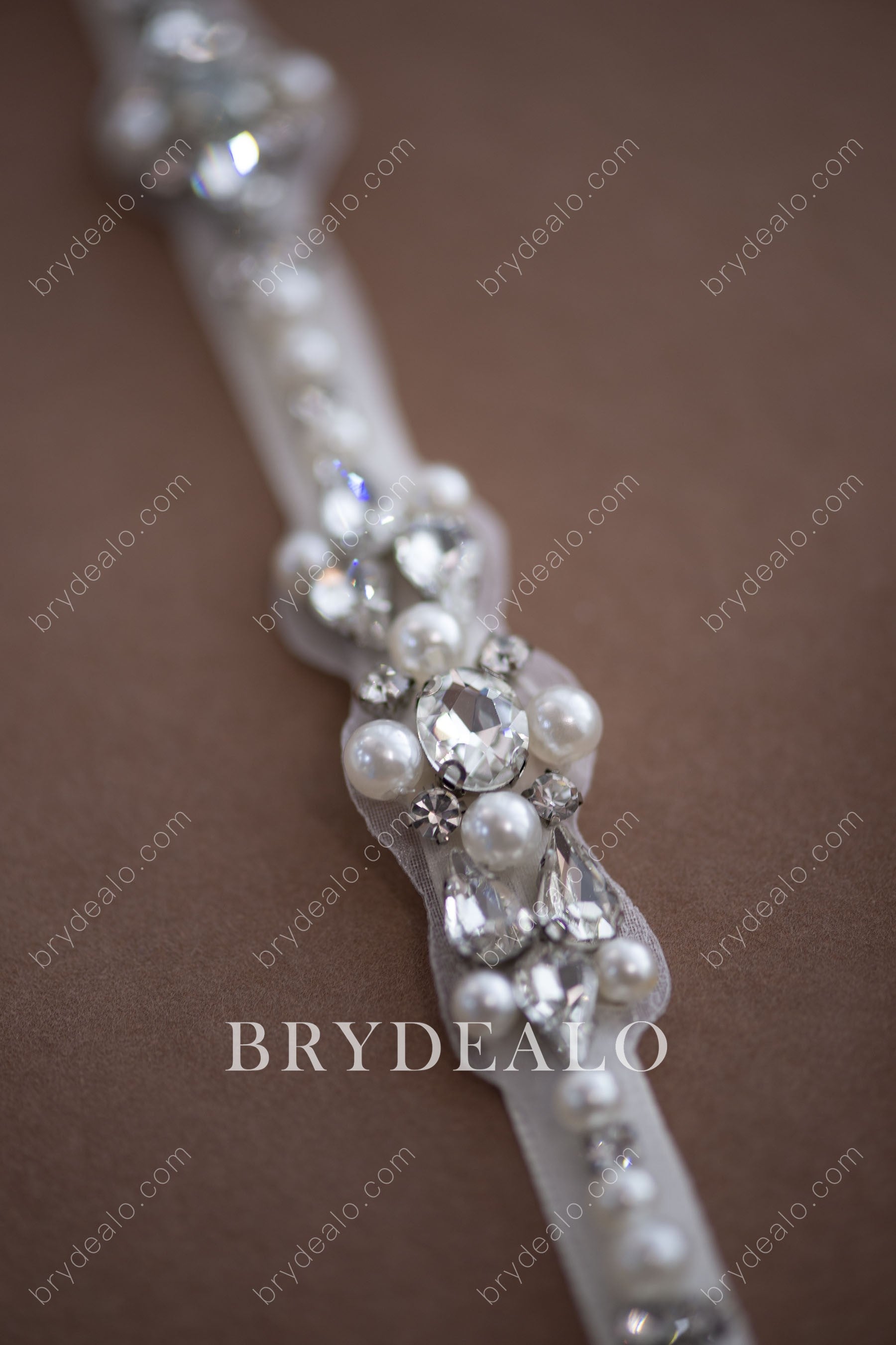 Pearls Crystals Bridal Sash