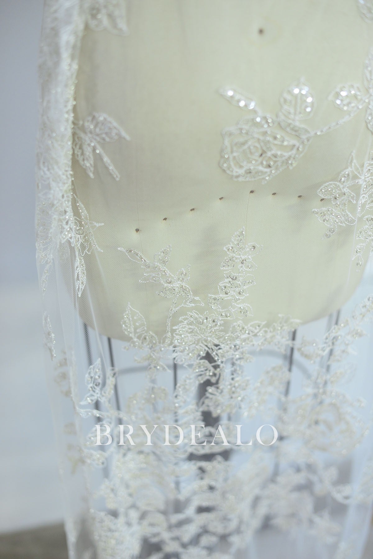 Sequined Leaf Designer Lace Fabric