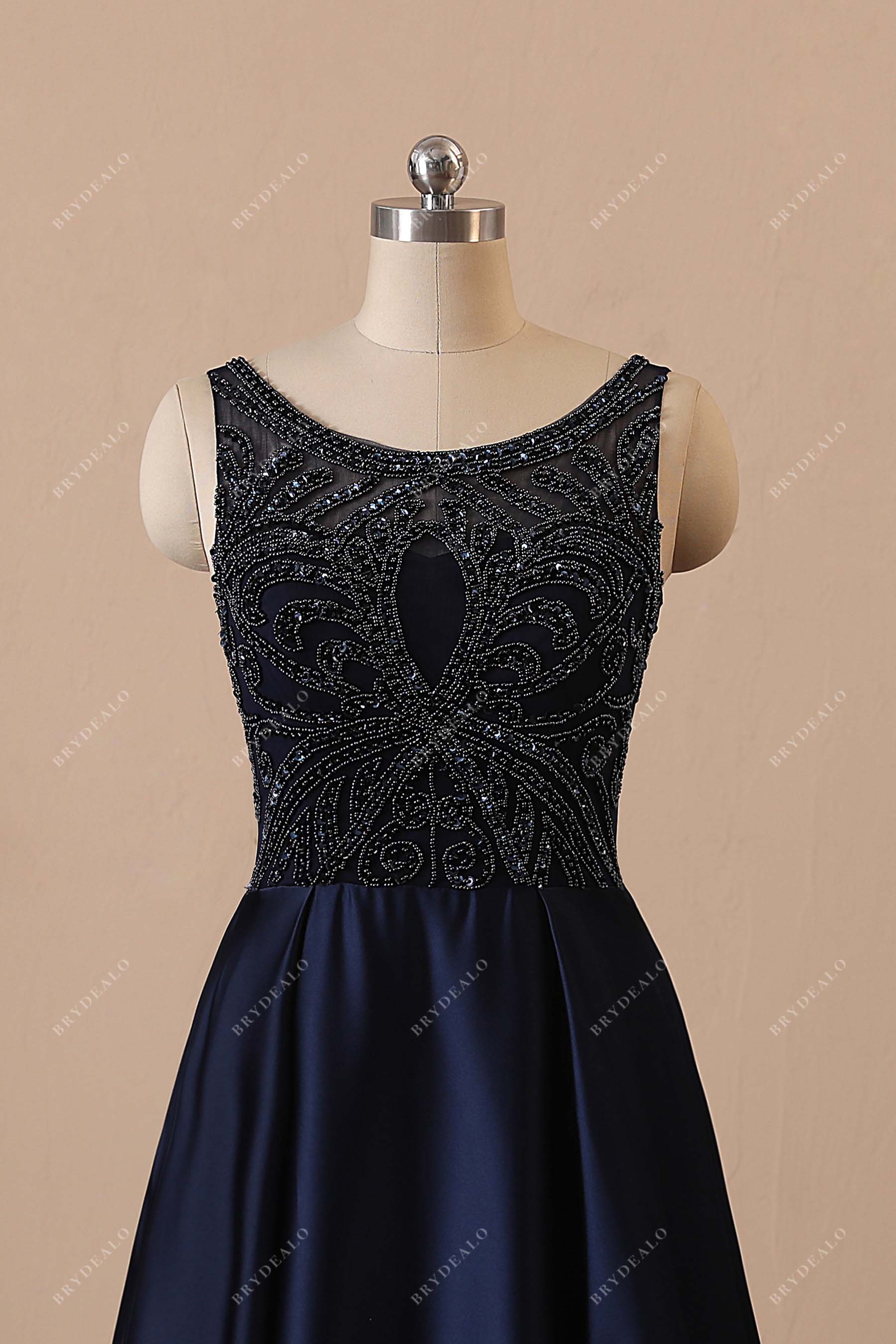 sparkly beaded illusion neck dress