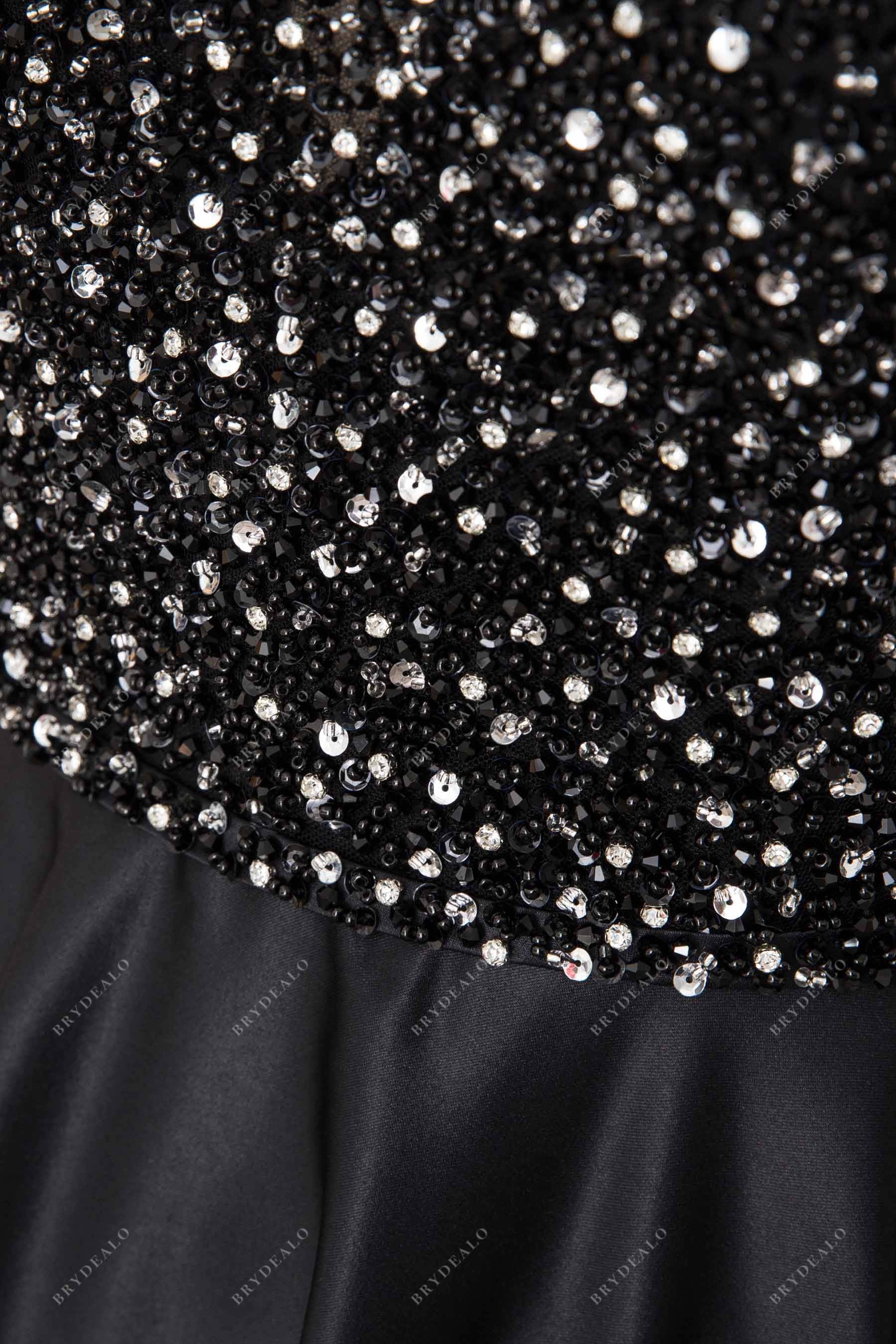 sparkly beads black satin natural waist