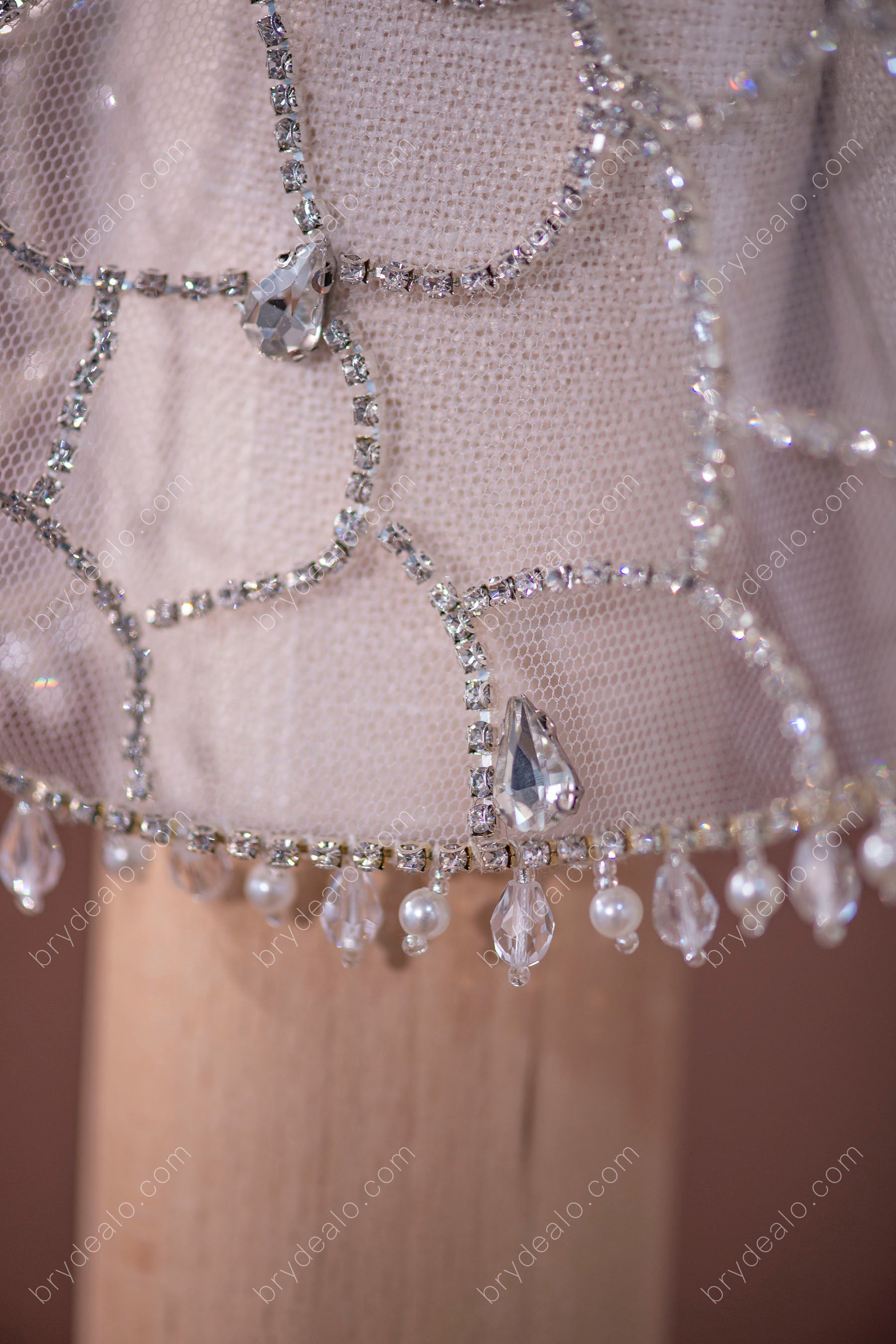 Sparkly Beaded Crystals Rhinestones Bridal Cape for Wholesale