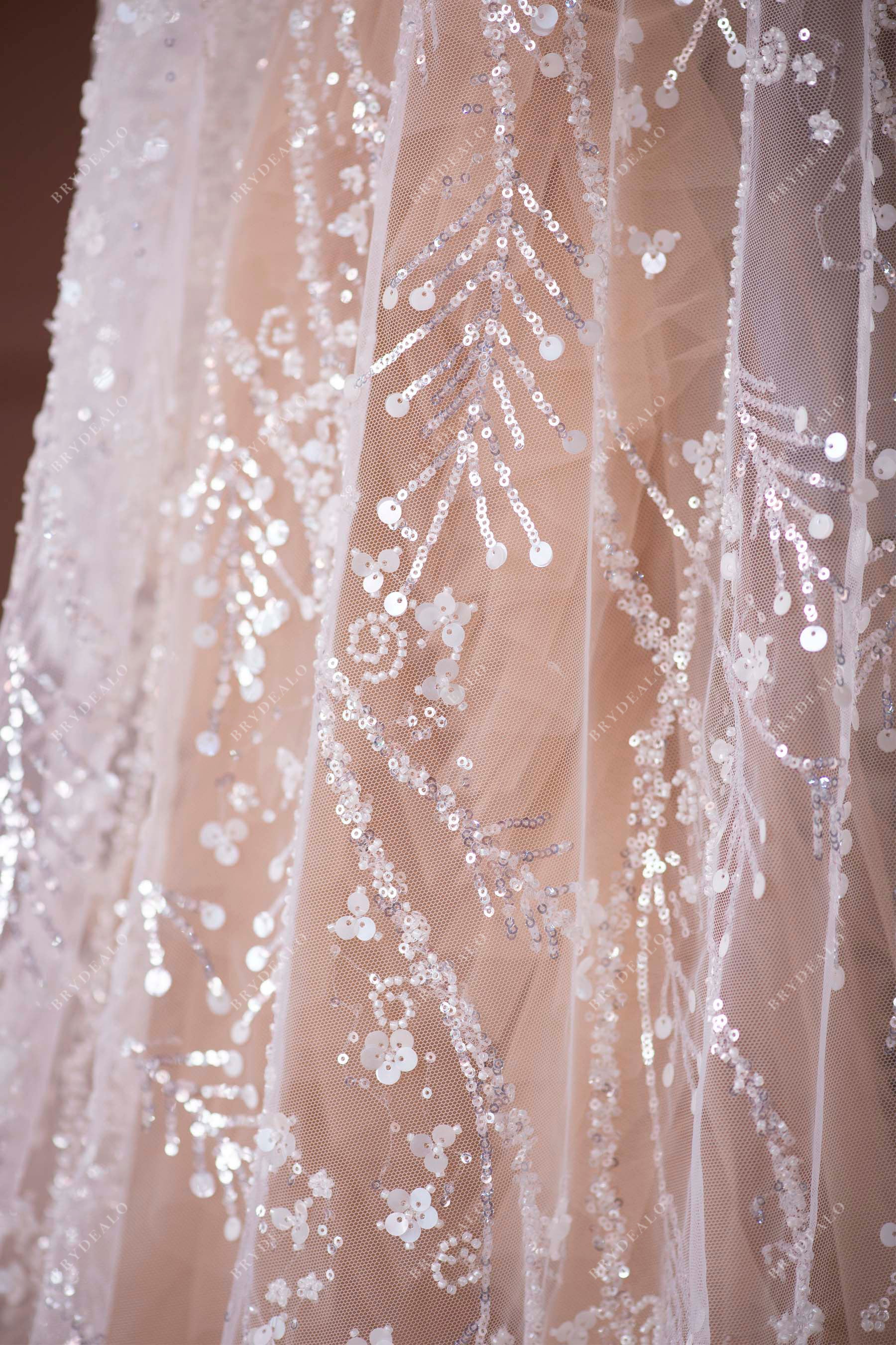 sparkling designer sequined lace fabric