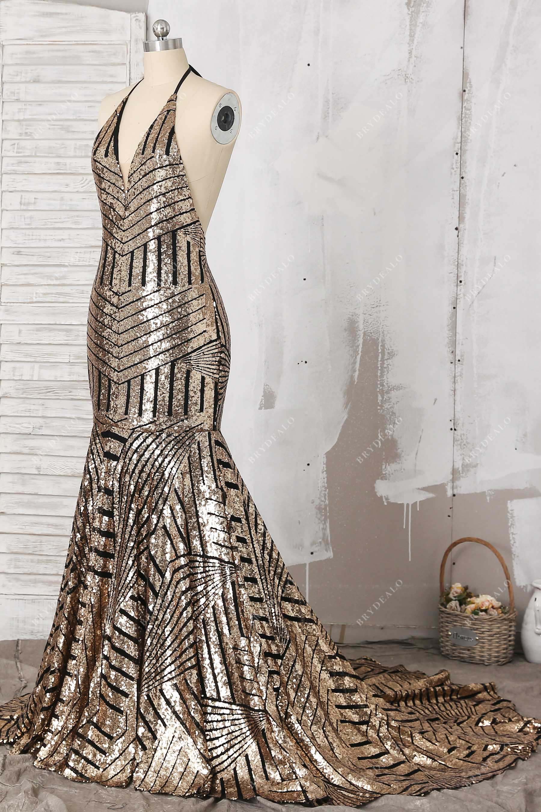 sparkly mermaid halter prom dress