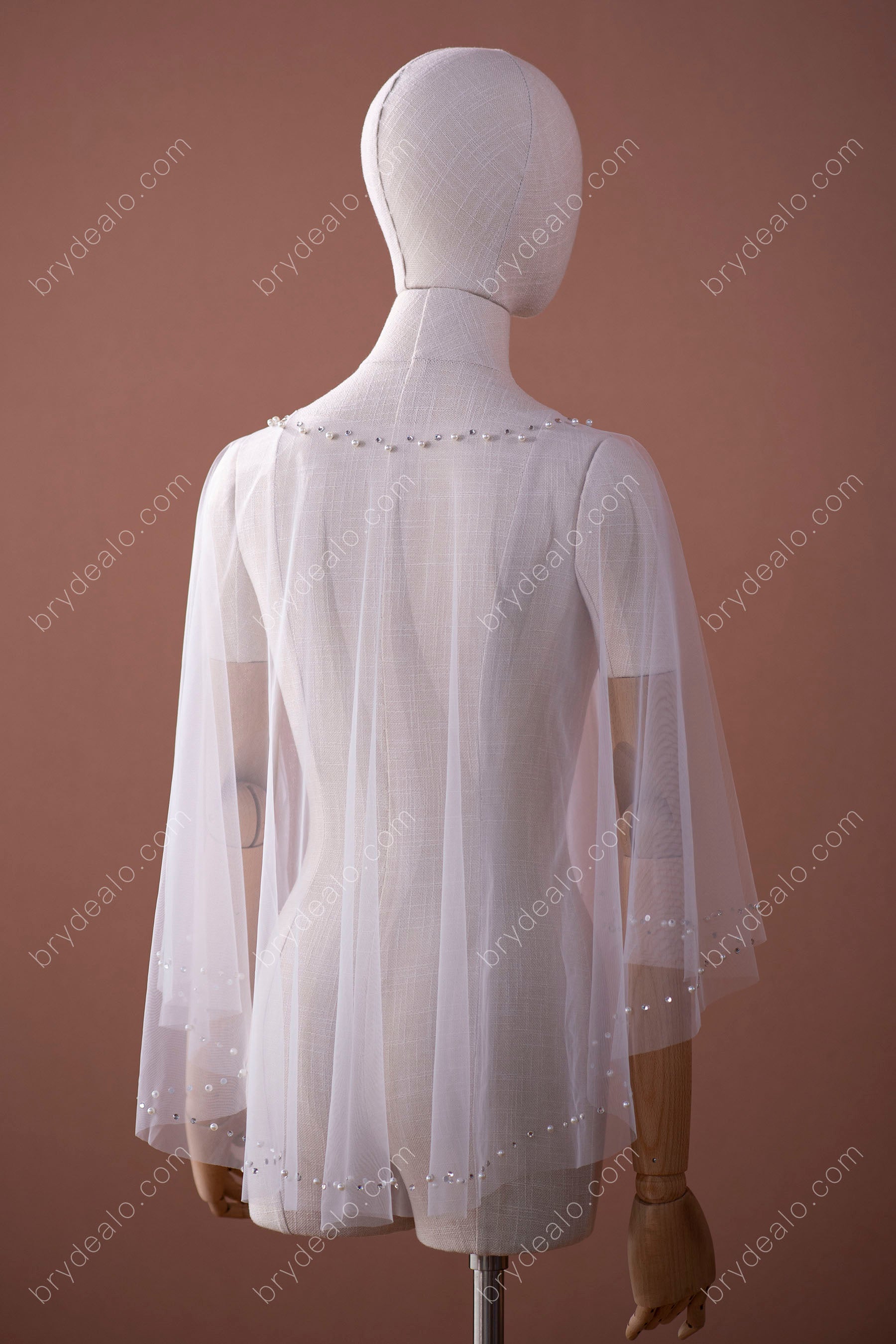 Wholesale Captivating Rhinestones Pearls Bridal Cape
