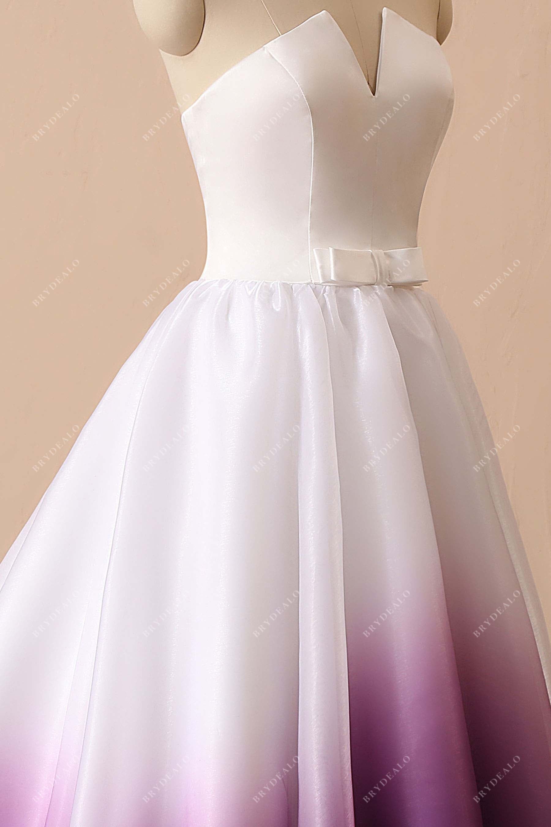 strapless V-notch neckline bridal dress