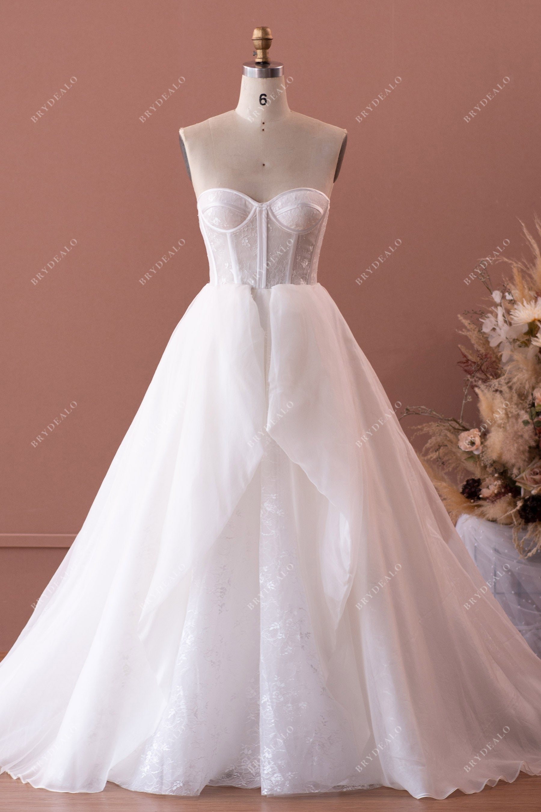 Strapless Corset Lace Organza Wedding Ballgown