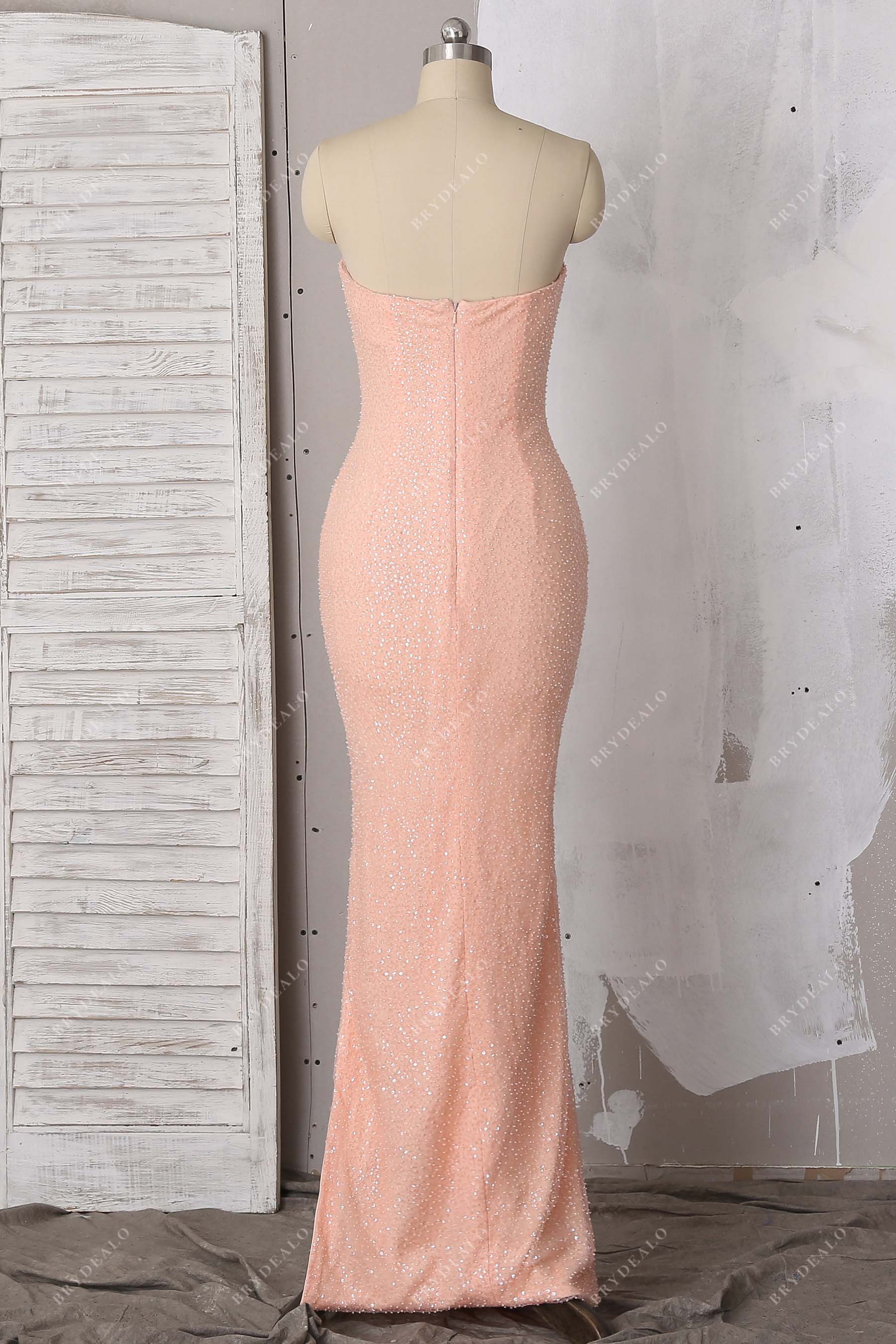 strapless floor length sheath prom gown