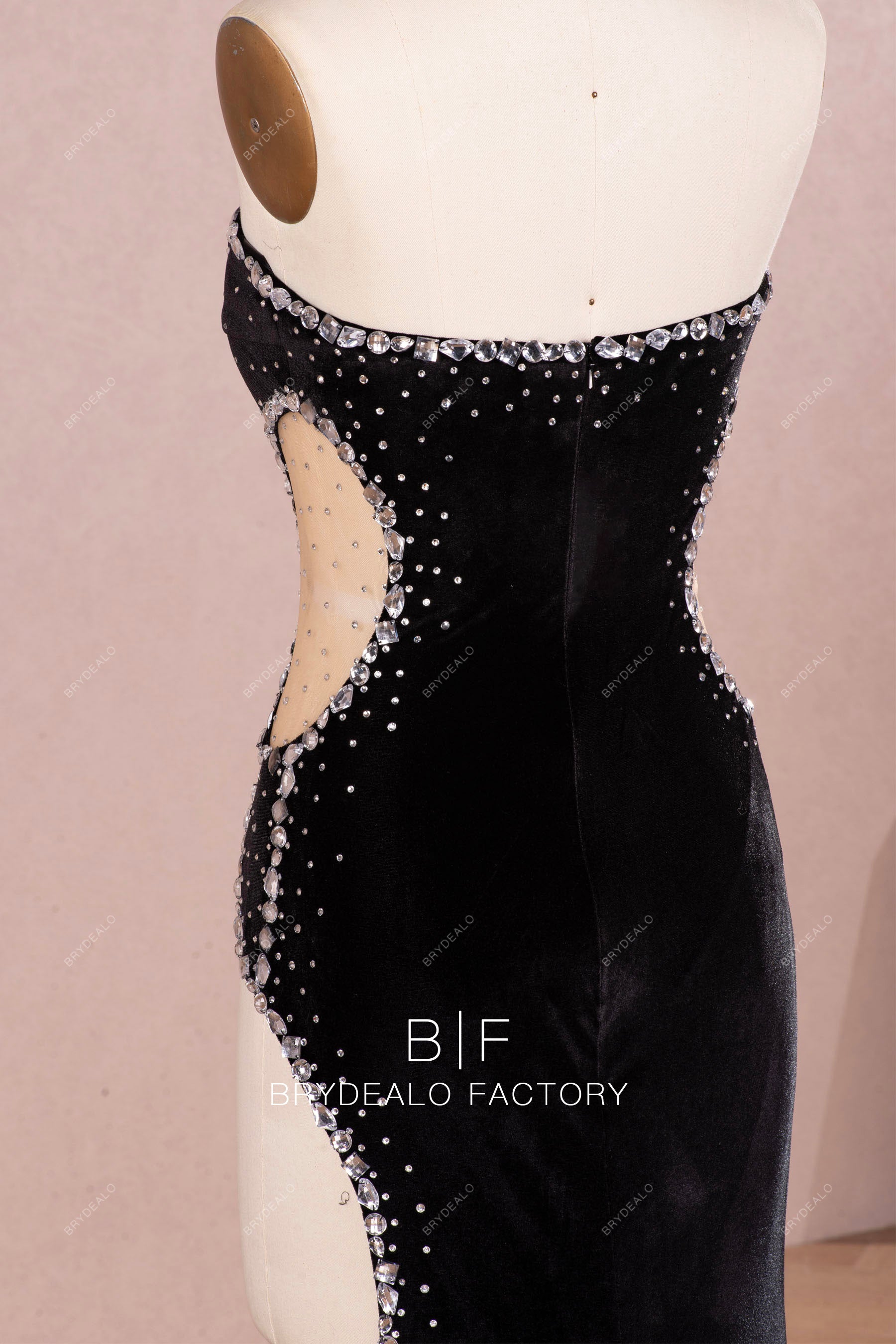 strapless hollow sexy prom dress