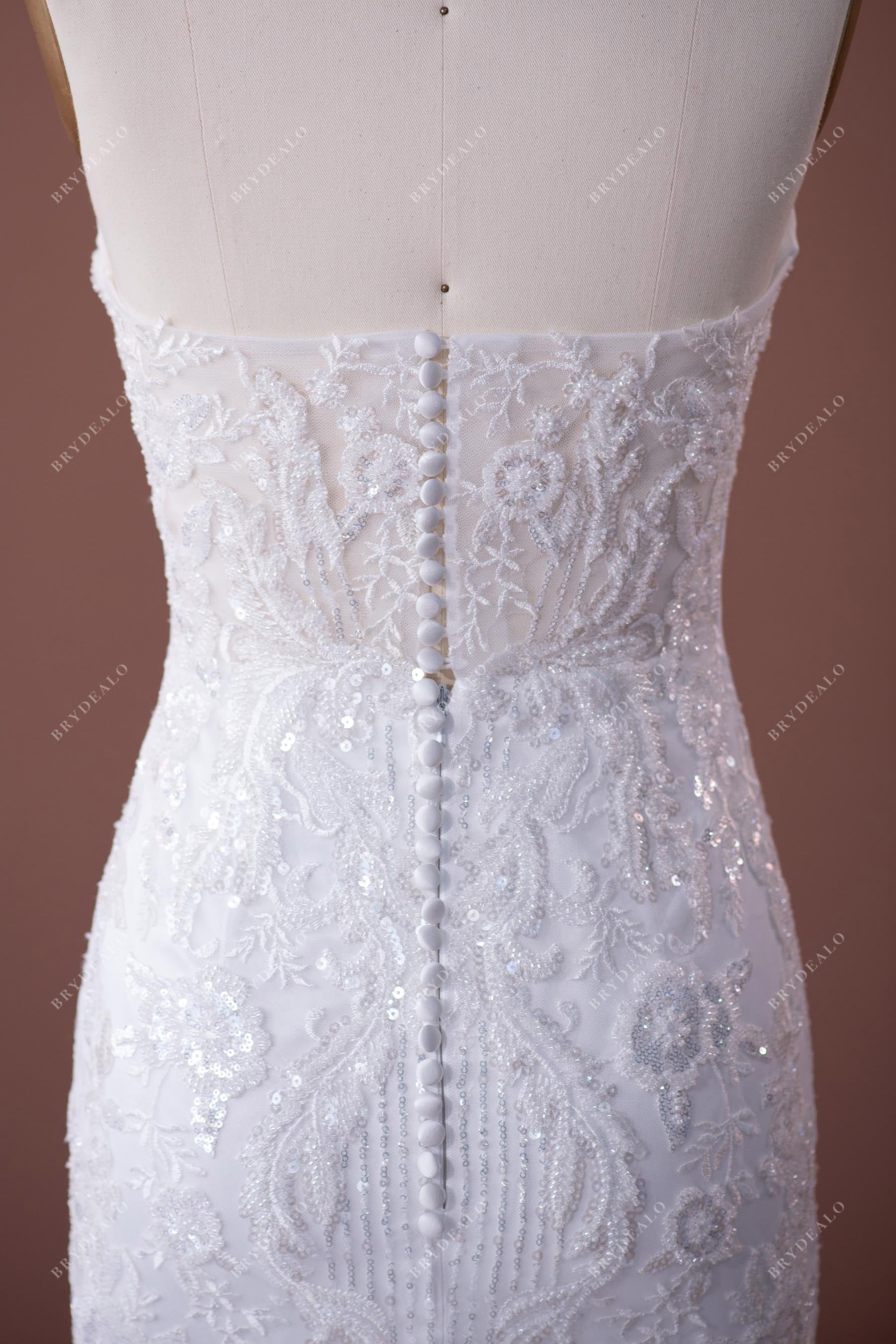 strapless illusion back sequined lace mermaid wedding gown
