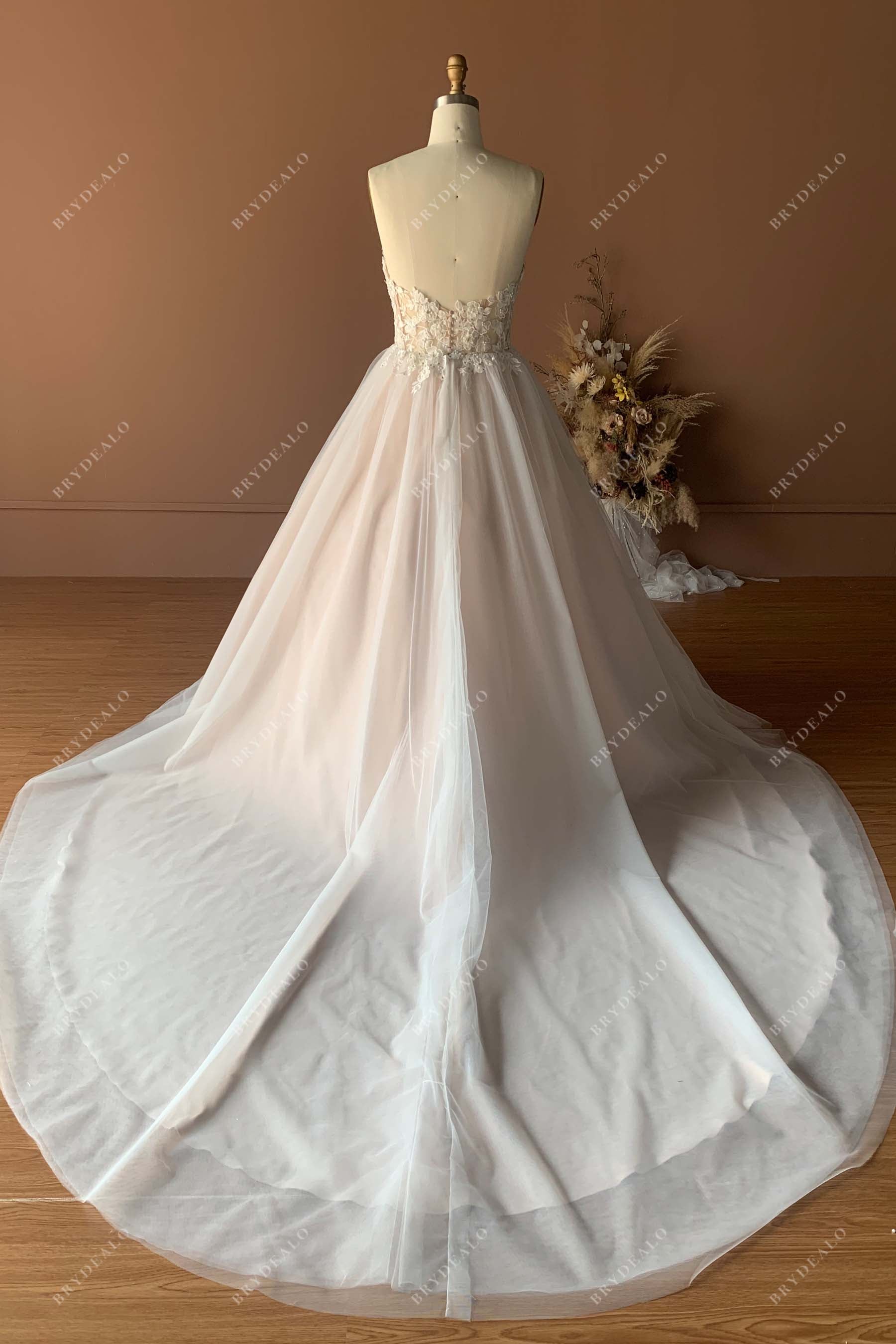 Custom Strapless Sweetheart Lace Long Wedding Gown