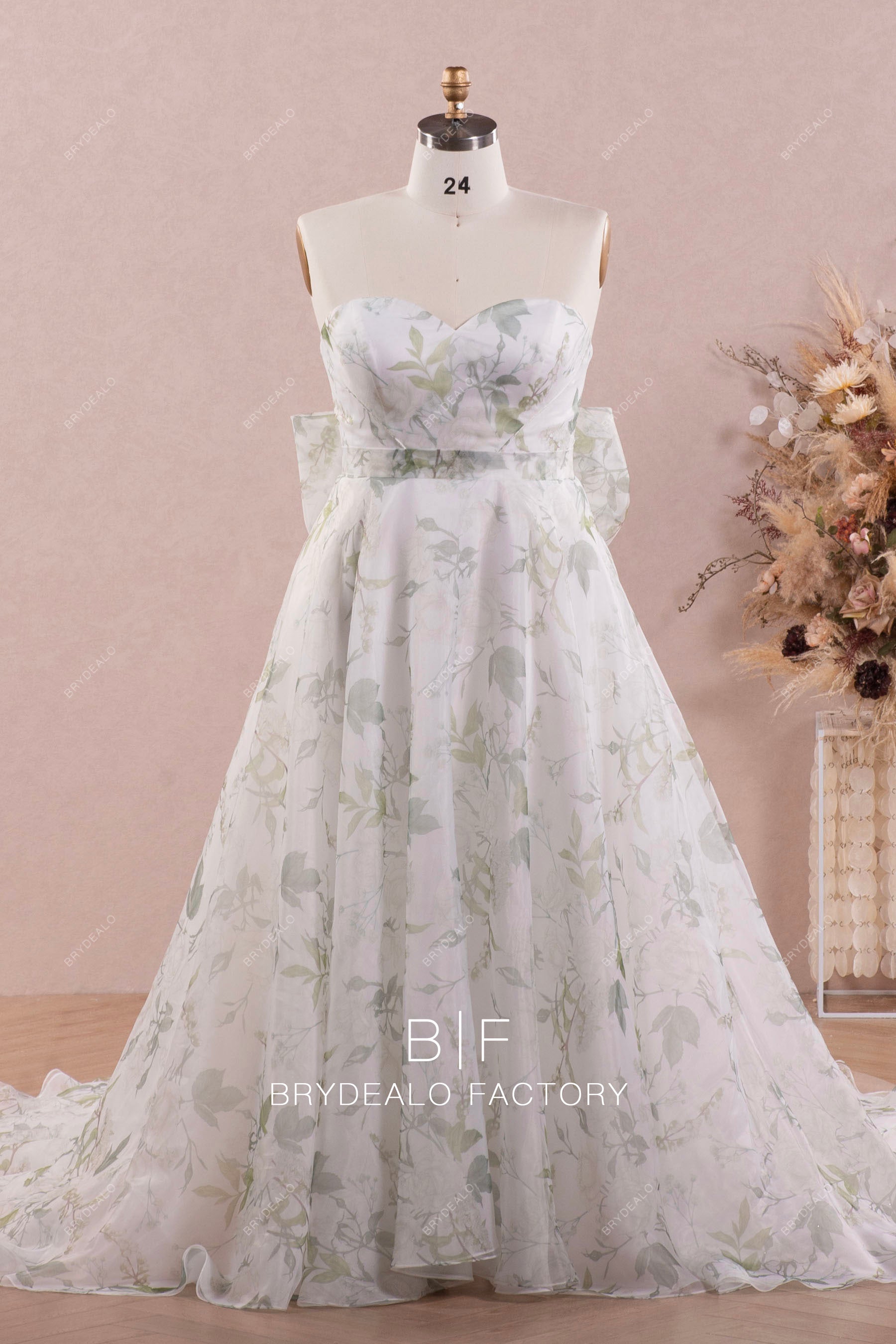 strapless sweetheart floral Aline wedding dress