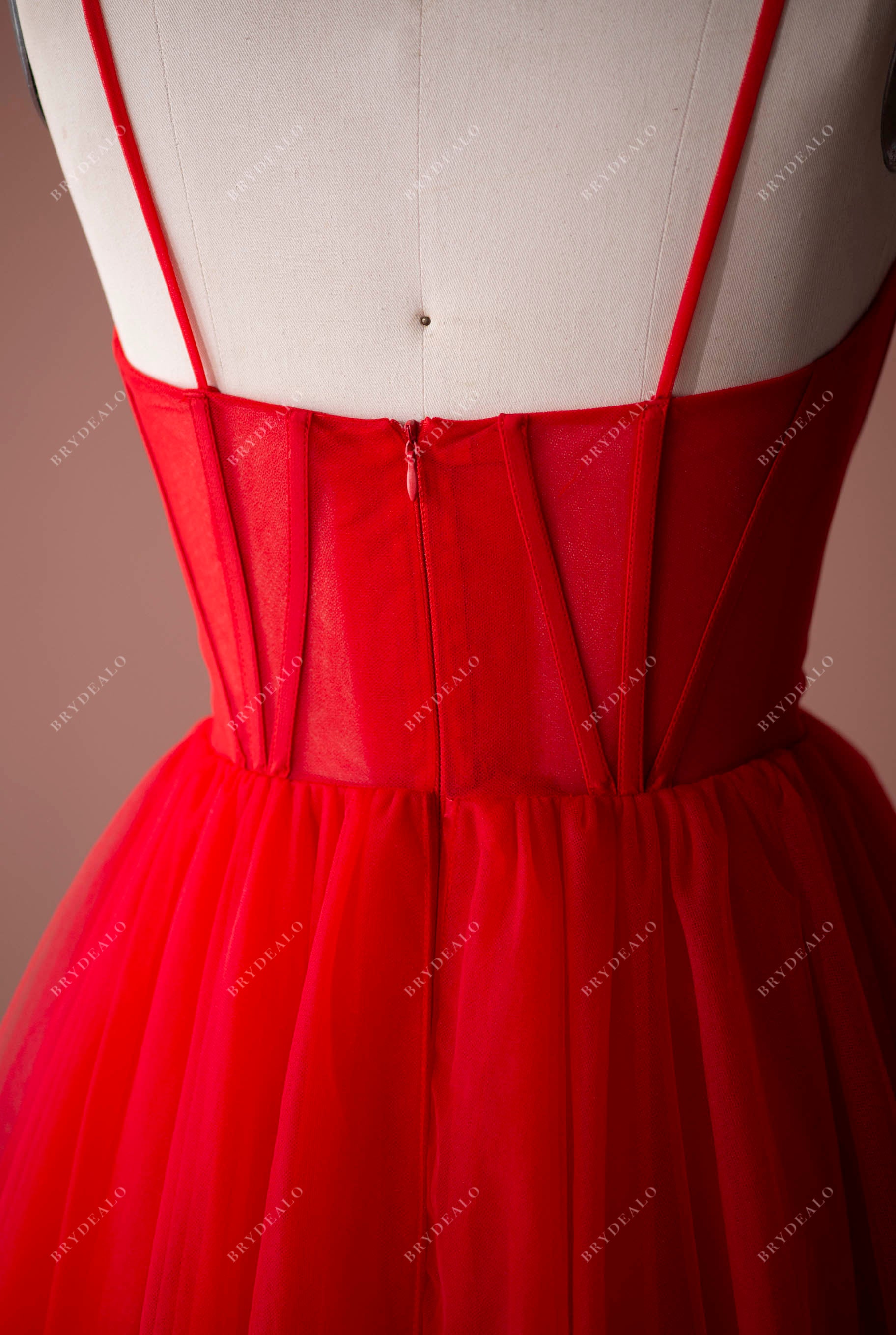 straps corset tulle A-line tulle formal dress
