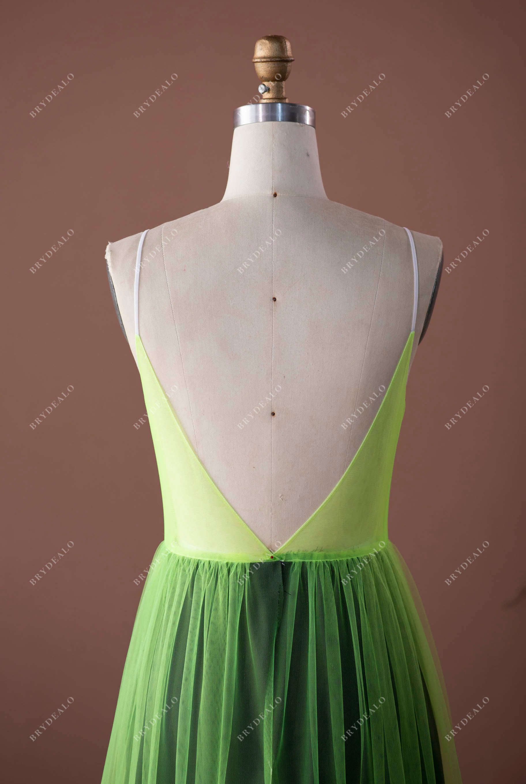 Custom Spaghetti Straps V-neck Boho A-line Wedding Dress Mockup
