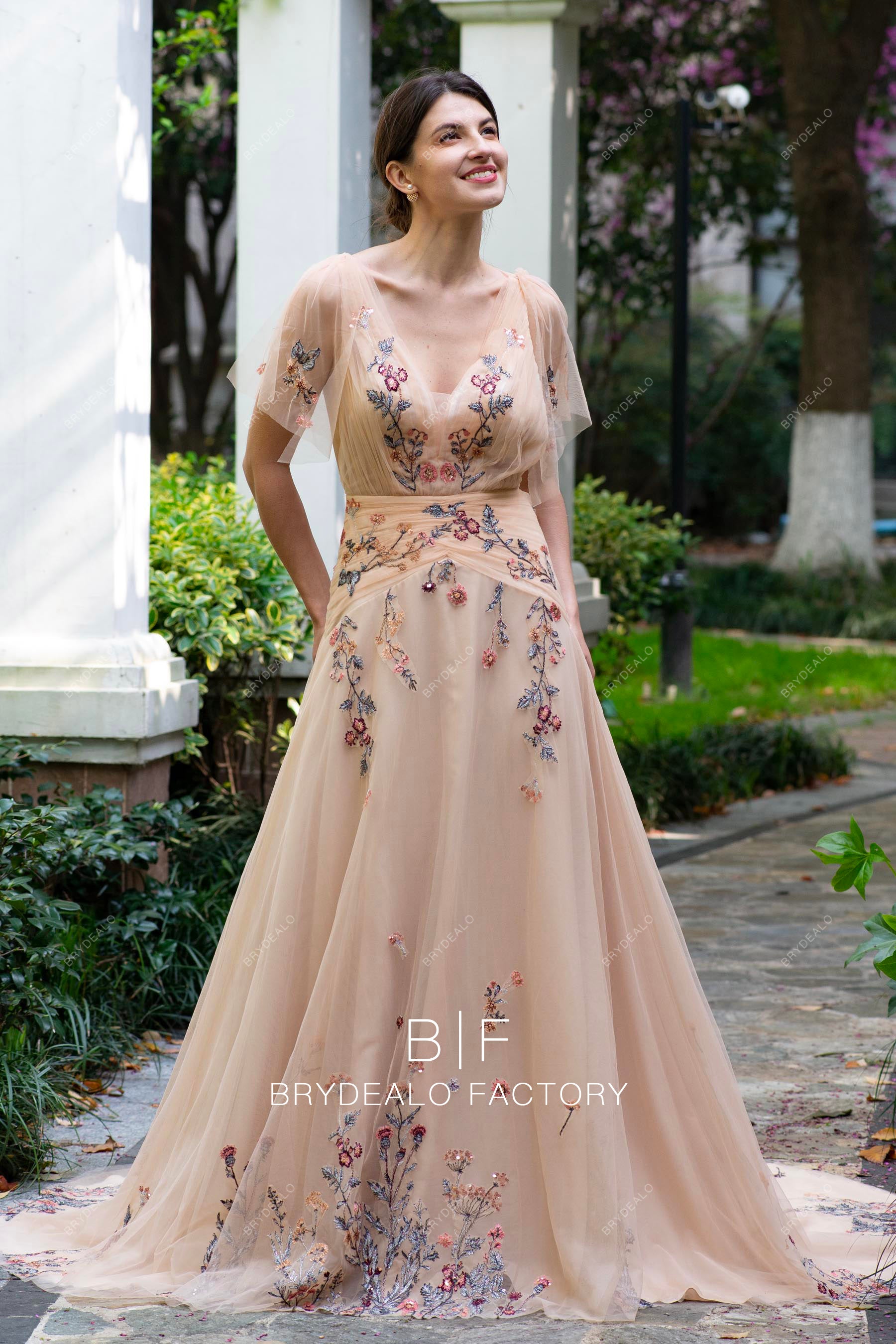 knee length dresses for ladies Boho Colored Flower Lace Fit Flare Wedding Dress knee length dresses for ladies Boho Colored Flower Lace Fit Flare Wedding Dress